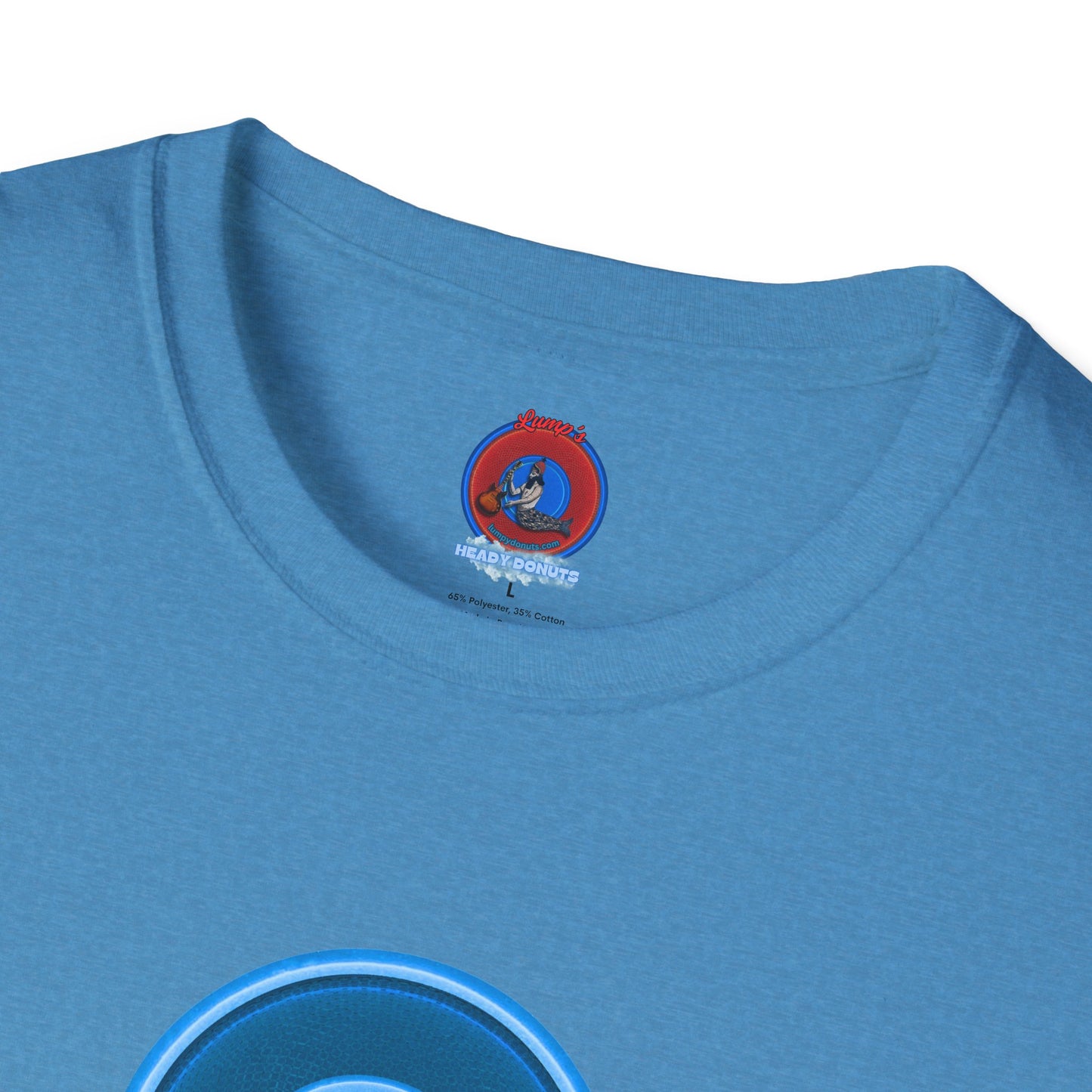 Classic Donut Tee - Unisex Soft-Style - "The Story of the Donut - a Ghostly Good Time" - variant 2 - blue/light blue rustic donut