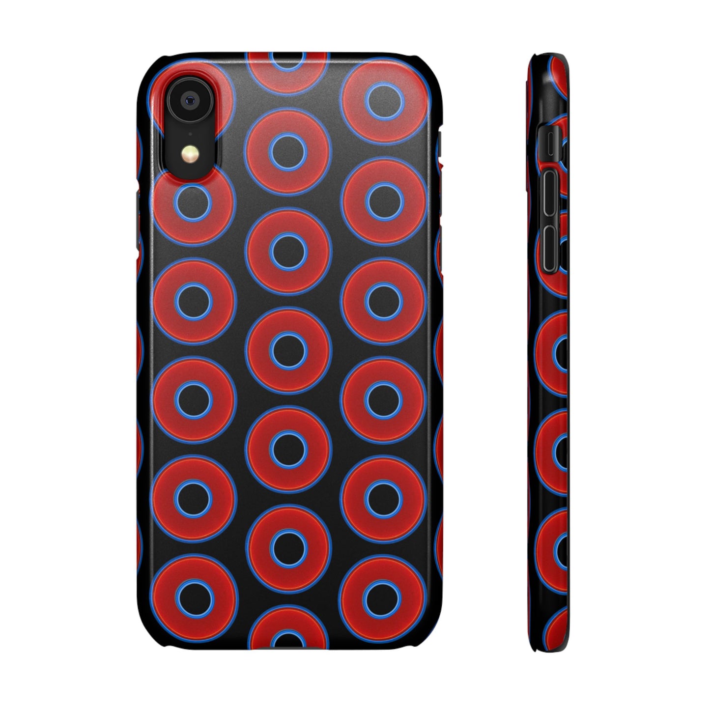 Lumpy Donut Snap Case - red vivid donut print w/black background