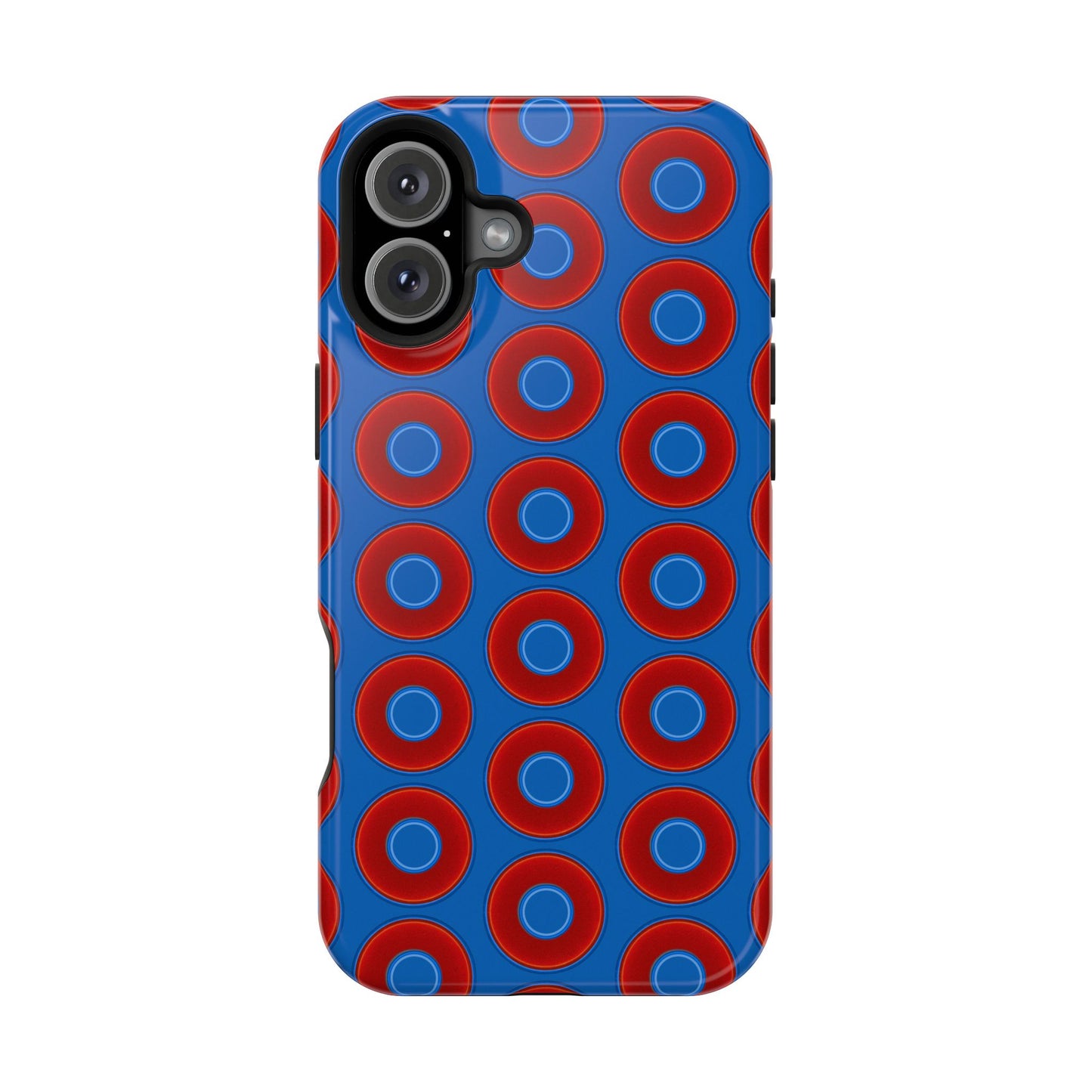 Magnetic Tough Donut Case - red vivid donut print w/dark royal blue background