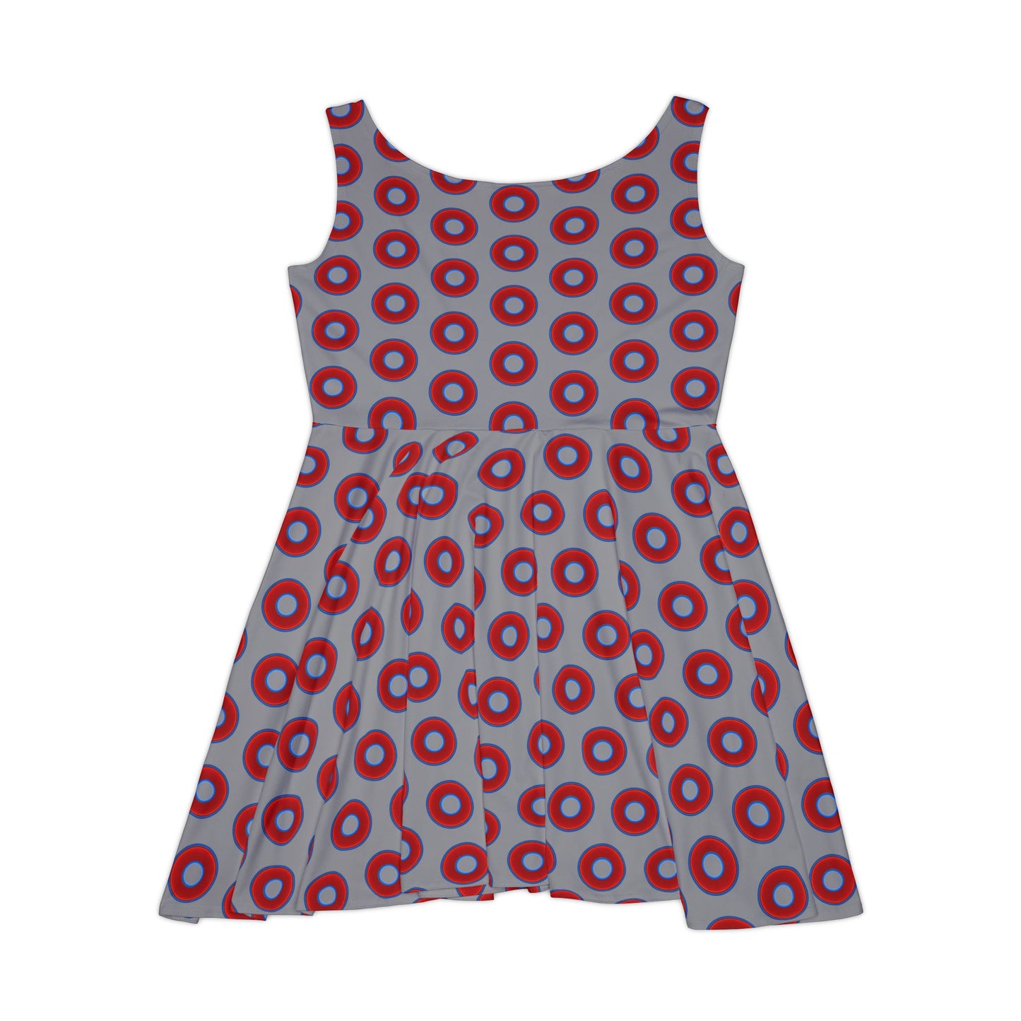 Women's Skater Donut Dress - vivid red donut print w/gray background