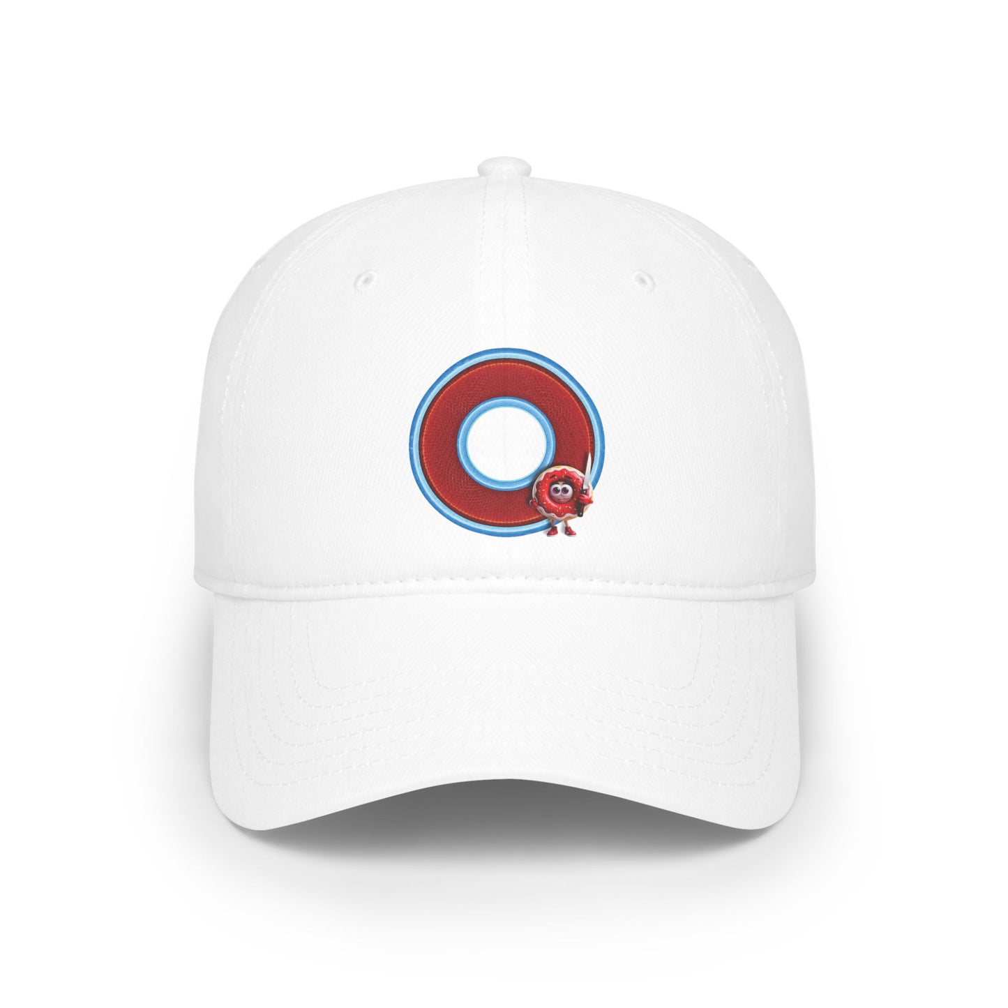 Lumpy Donut Baseball Cap - "My Phriend The Donut's Cap" - variant 2 - red/blue rustic donut w/
