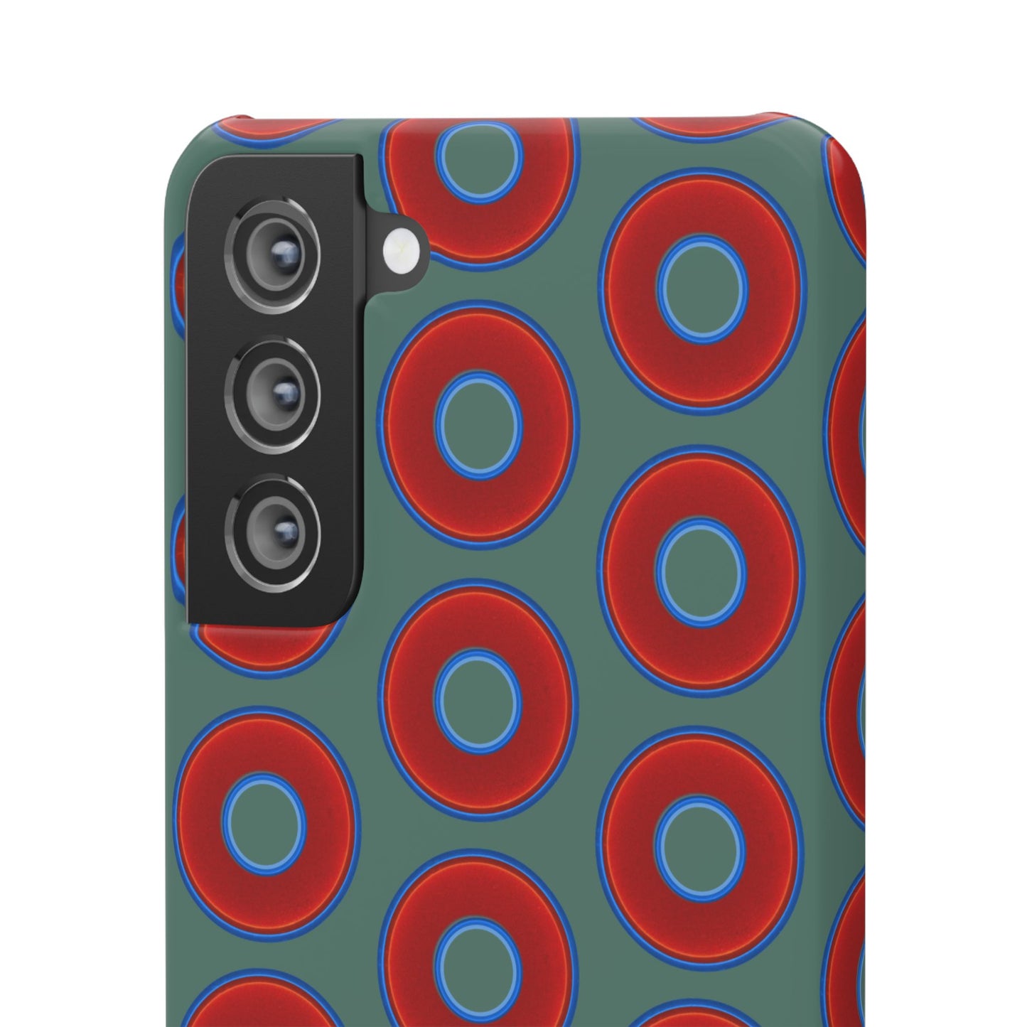 Lumpy Donut Snap Case - red vivid donut print w/Fenway green background