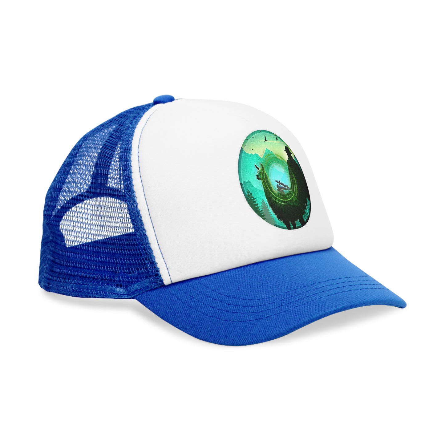 Lumpy Trucker Hat - "The Taboo(t) Donut" - teal green donut