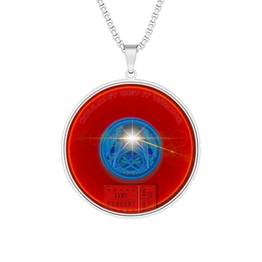 Lump's Heady Donut Necklace - 1" x 1" Stainless Steel Pendant - "Golgi Donut Pendant" - vivid red/blue donut - variant 3