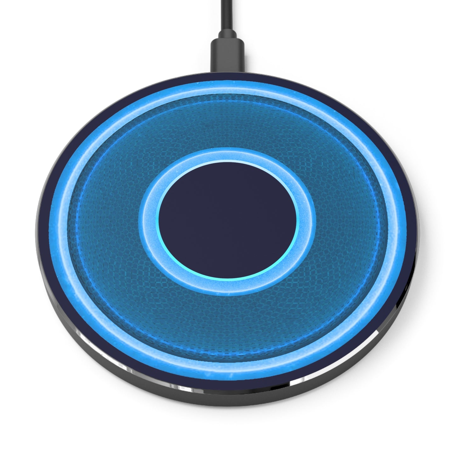 The Flow - Wireless Lumpy Donut Chargers - rustic blue/light blue donut w/dark navy background