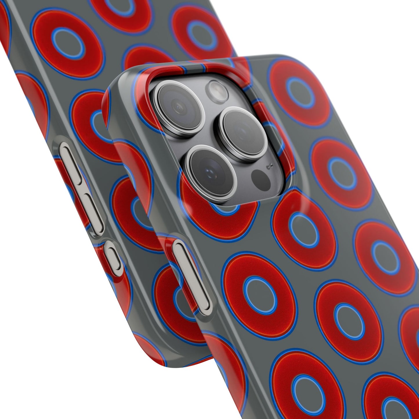 Lumpy Donut Snap Case - red vivid donut print w/dark gray background