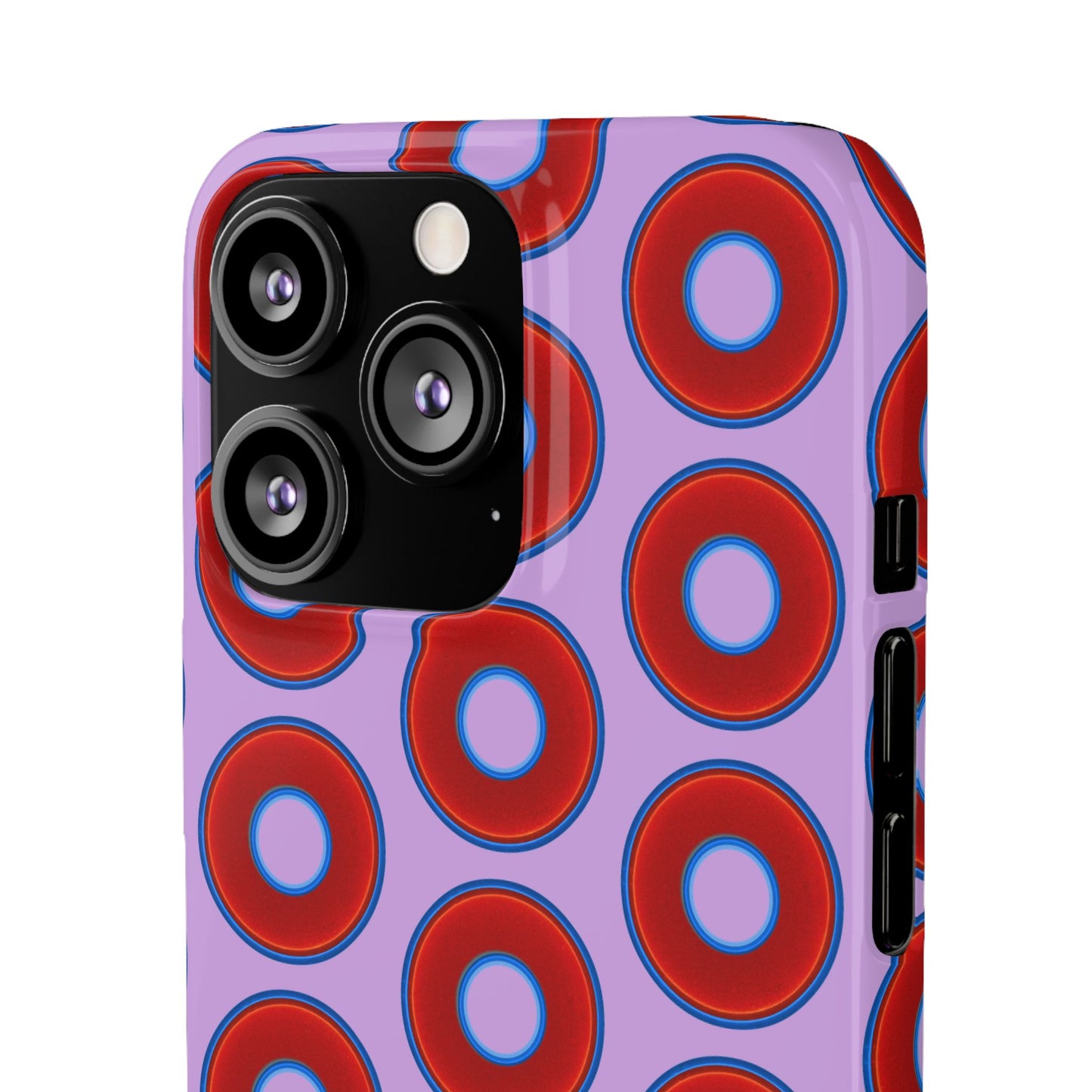 Lumpy Donut Snap Case - red vivid donut print w/wisteria purple background