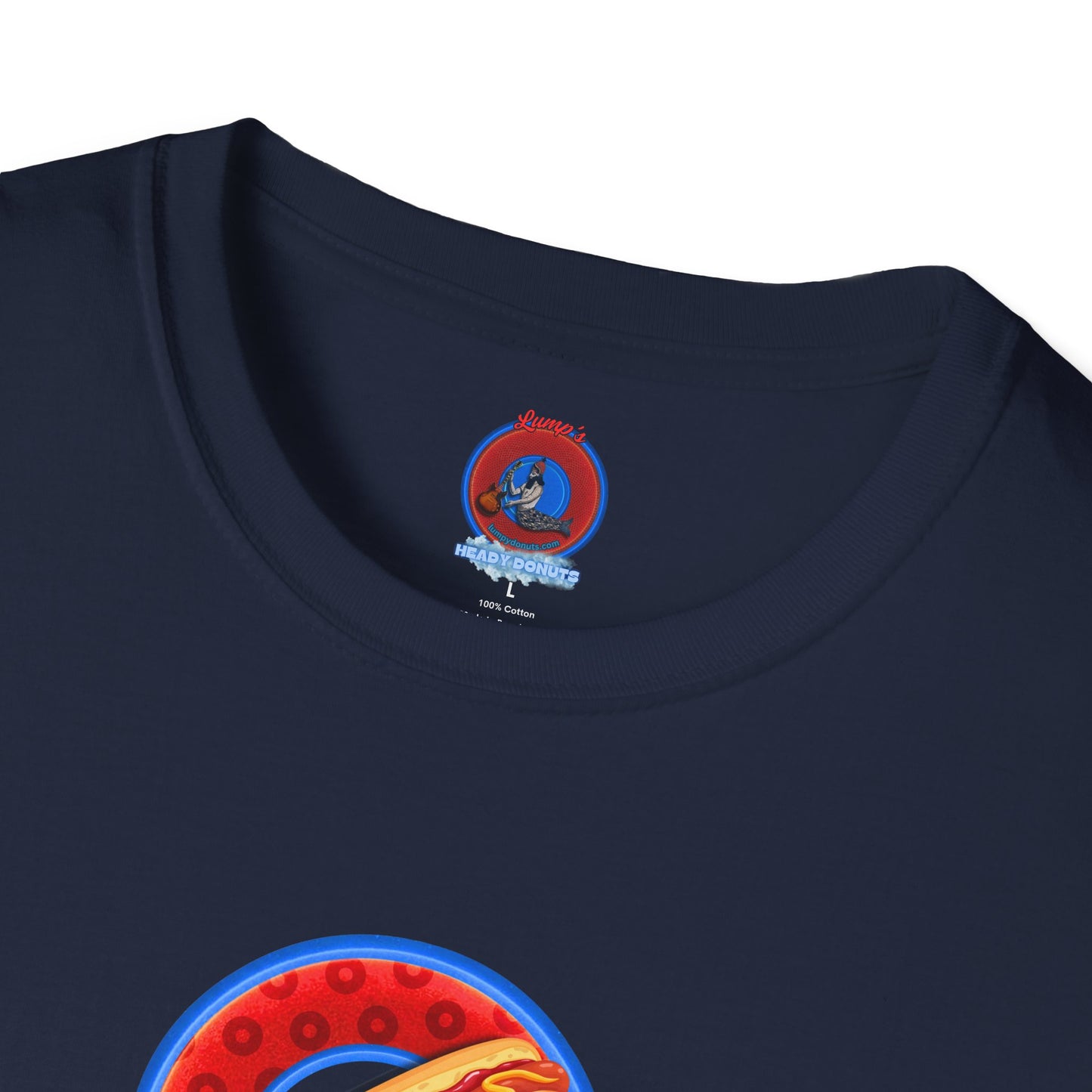 Classic Donut Tee - Unisex Soft-Style - "Viva Las Vegas Donut" -  red paradox donut w/raw dogger - variant 2