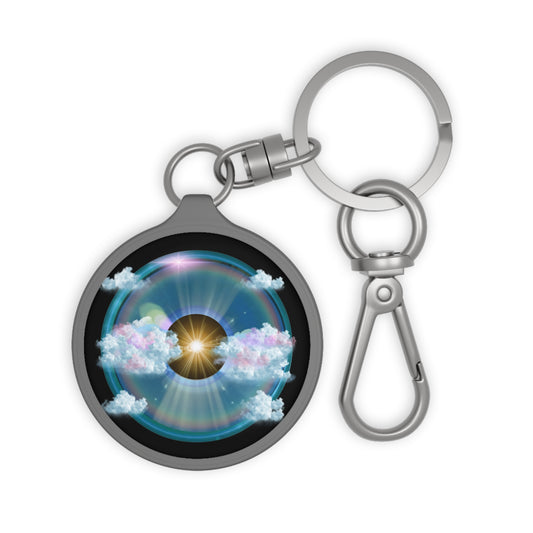 Lumpy Donut Keychain - "The Divided Donut" - series 1.0 - variant 2 - blue sky donut w/sun in space [*charitable donut]