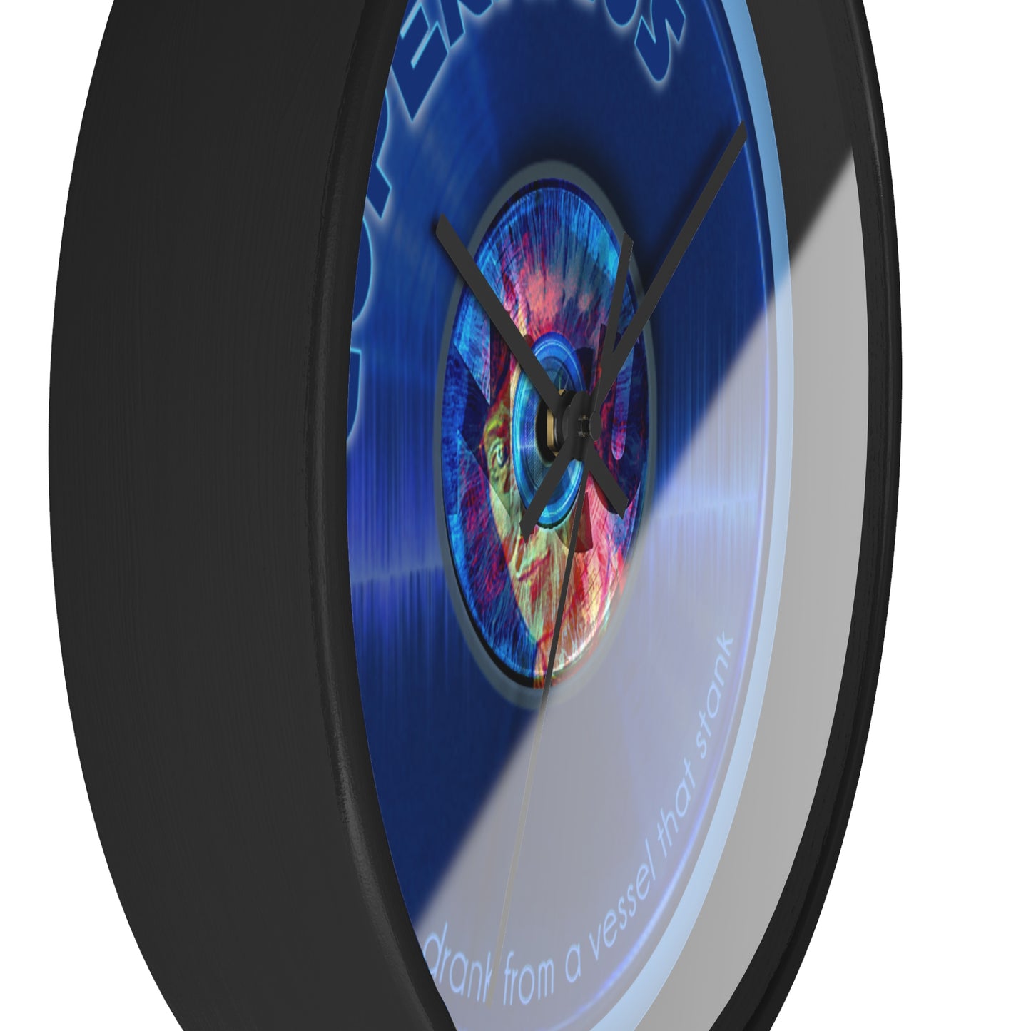 Lumpy Wall Clock - "Drunken Copernicus's Donut Watch" - variant 1 - blue vivid donut w/light blue background
