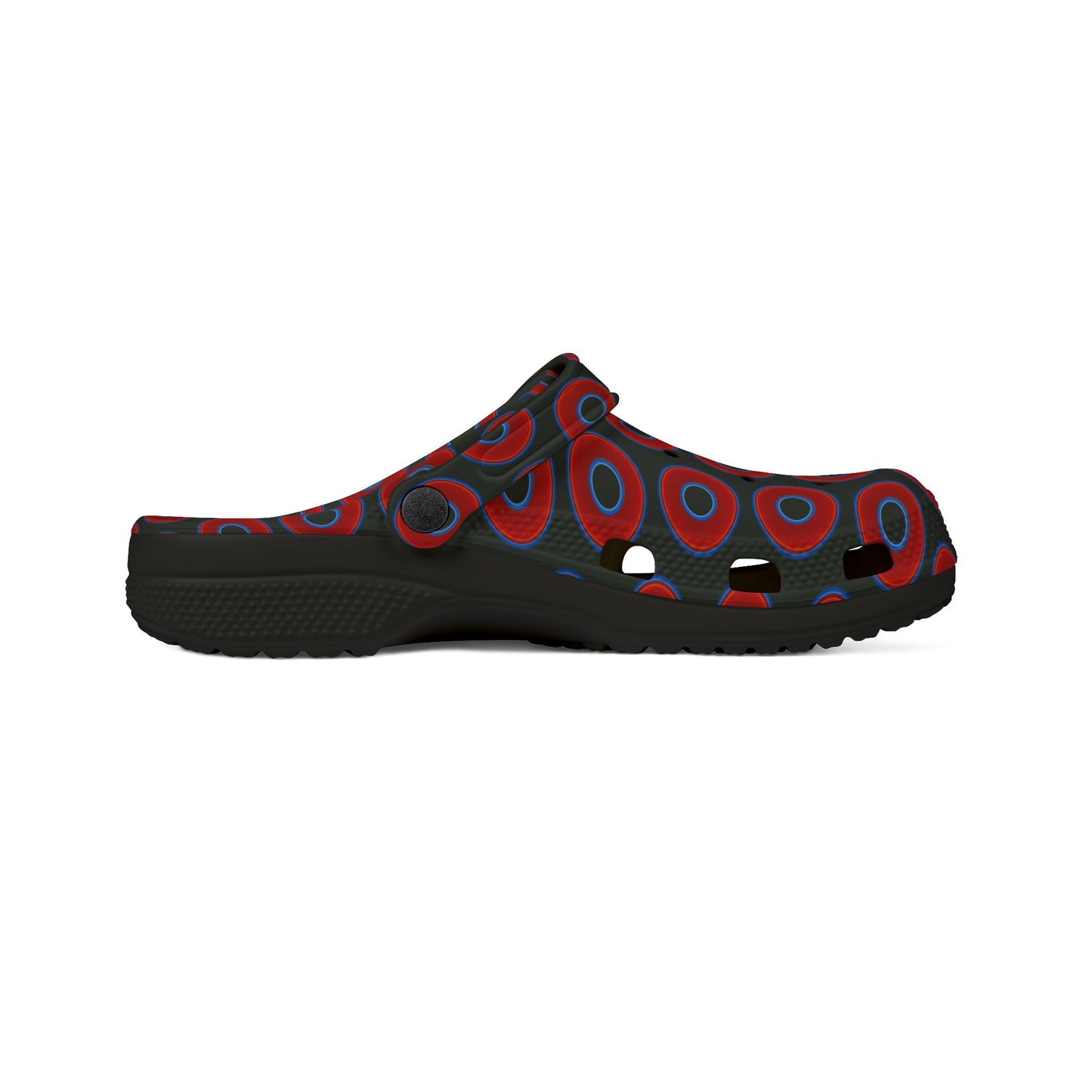Spatchcocks - donut slip-on shoes - vivid red donuts w/midnight moss green background [unisex]