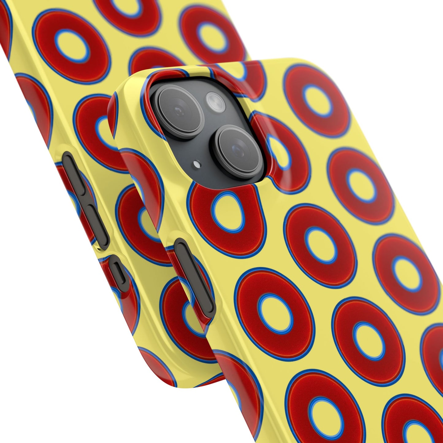 Lumpy Donut Snap Case - red vivid donut print w/yellow background