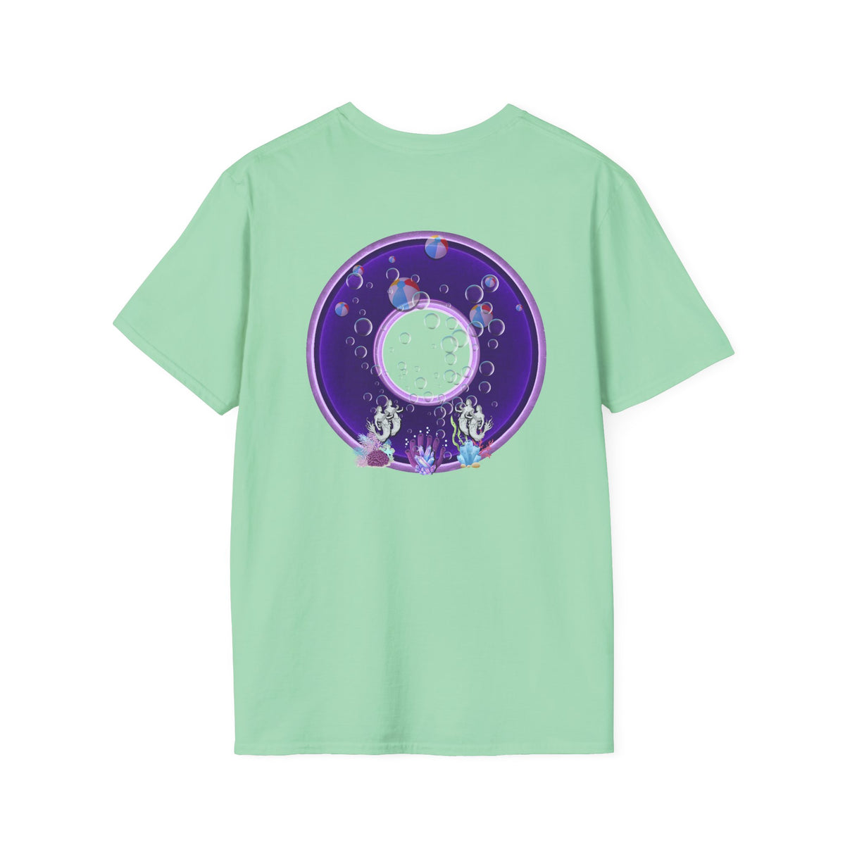 Classic Donut Tee - Unisex Soft-Style - "Sure That Sirens Made This Donut For Me" - vivid dark purple/light purple donut