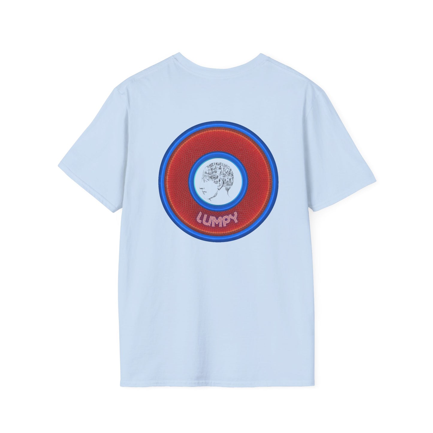 Classic Donut Tee - Unisex Soft-Style - "The Lumpy Donut" - variant 1 - red/blue donut
