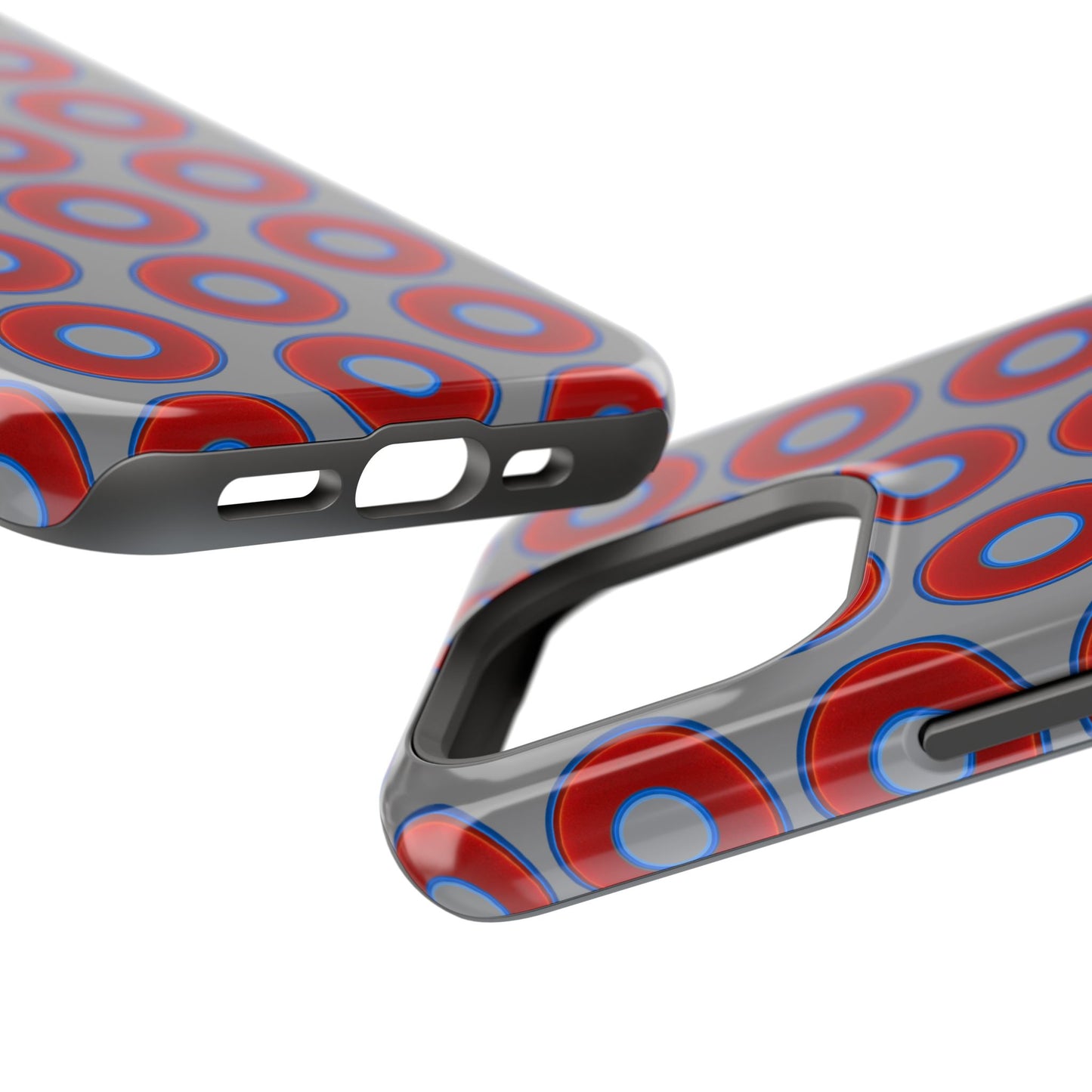 Impact-Resistant Lumpy Donut Case - red vivid donut print w/gray background