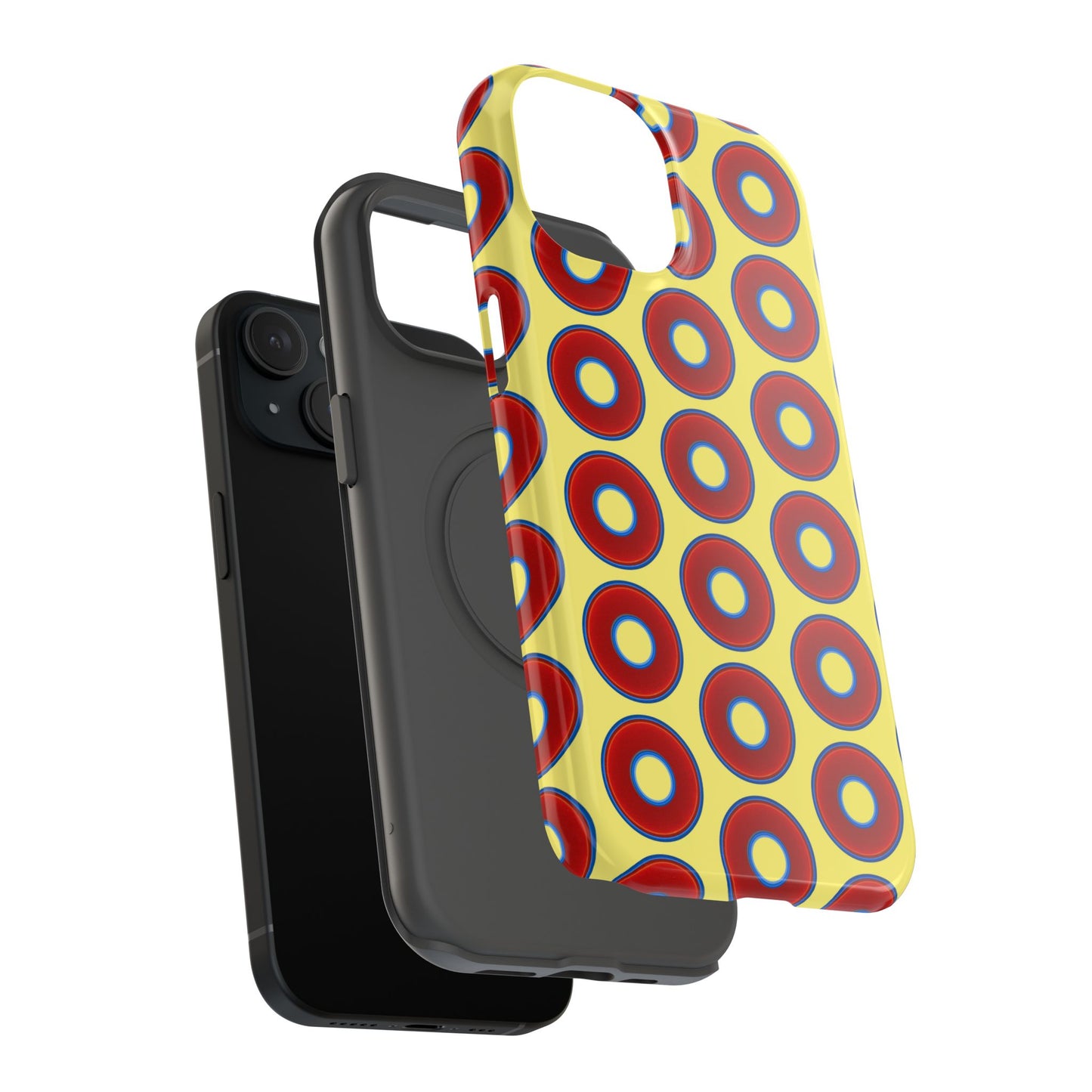 Impact-Resistant Lumpy Donut Case - red vivid donut print w/yellow background