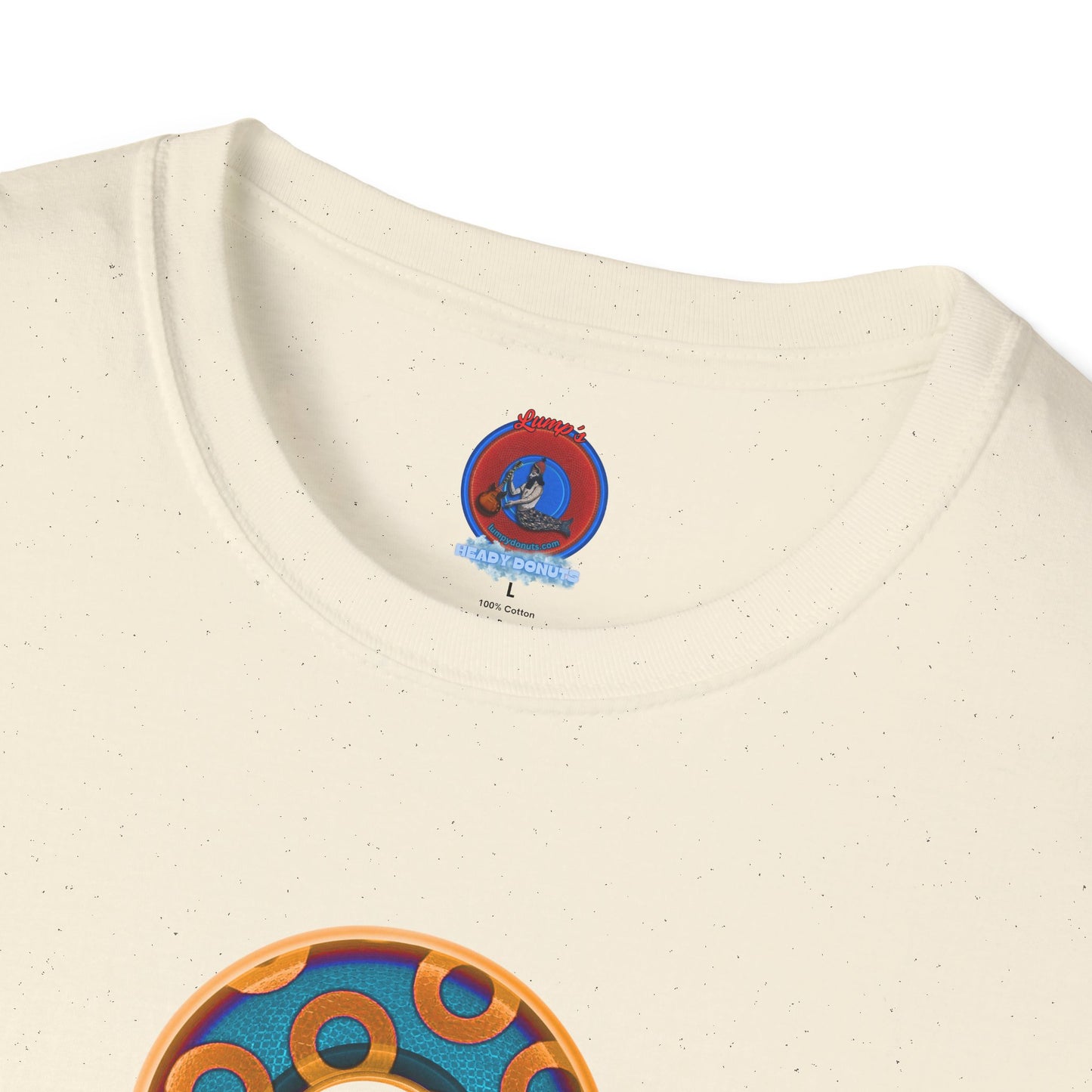 Plain Donuts/Unisex Soft-Style - "Plain Rustic Paradoxical Donuts" - light blue/orange donuts