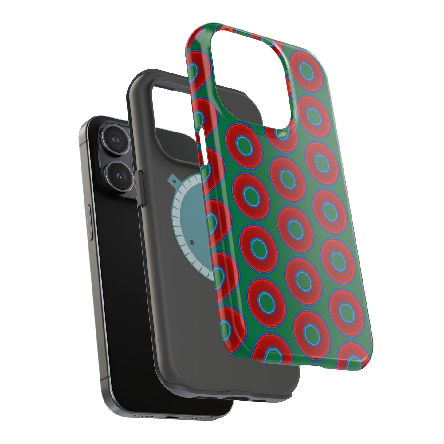 Magnetic Tough Donut Case - red vivid donut print w/green background