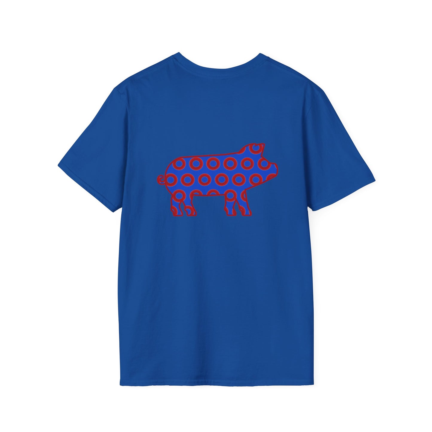Classic Donut Tee - Unisex Soft-Style - "Guyute's Ugly Donut" - vivid red/blue donut pattern - variant 3