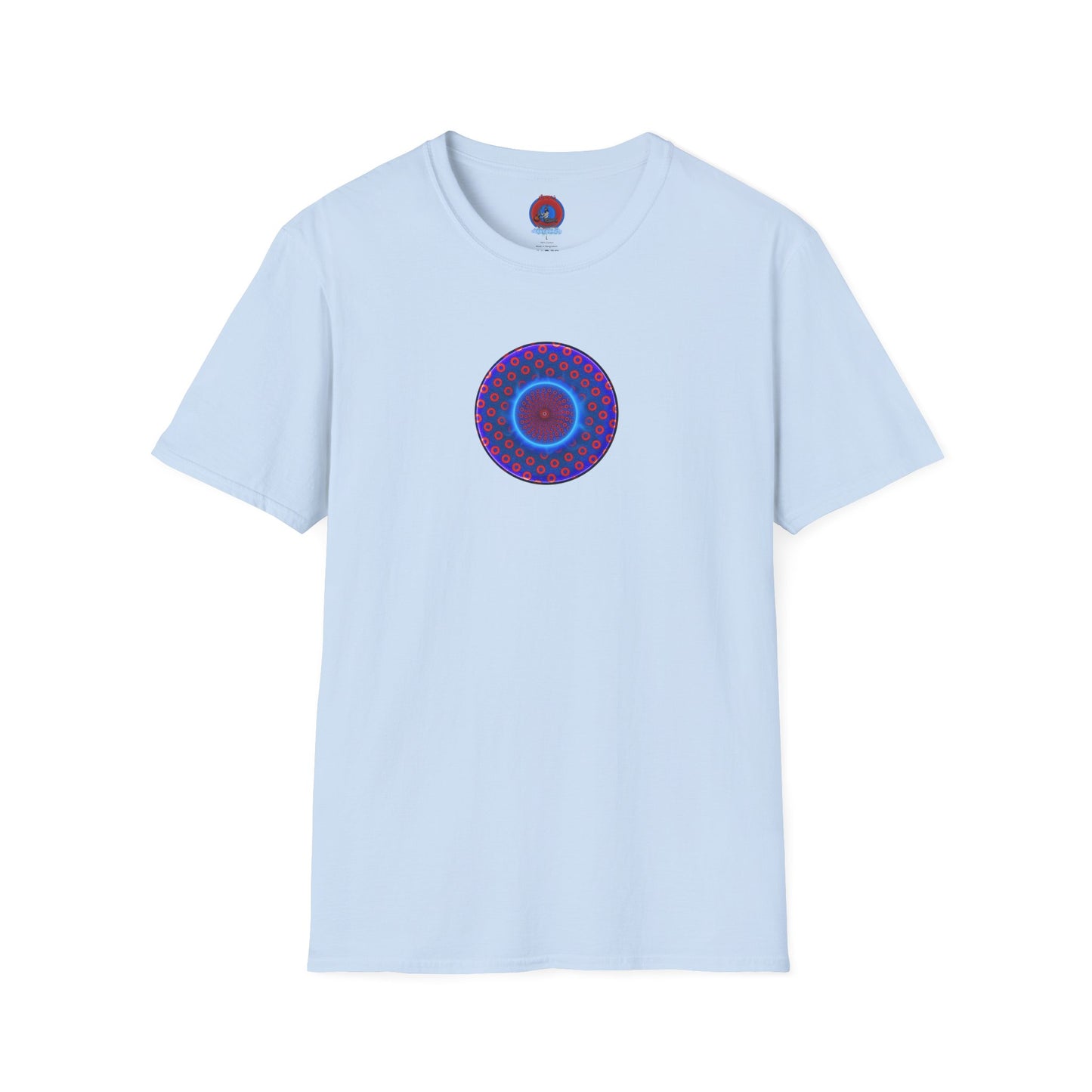 Classic Donut Tee - Unisex Soft-Style - "Donut Vortex" - blue/red electric paradox donut