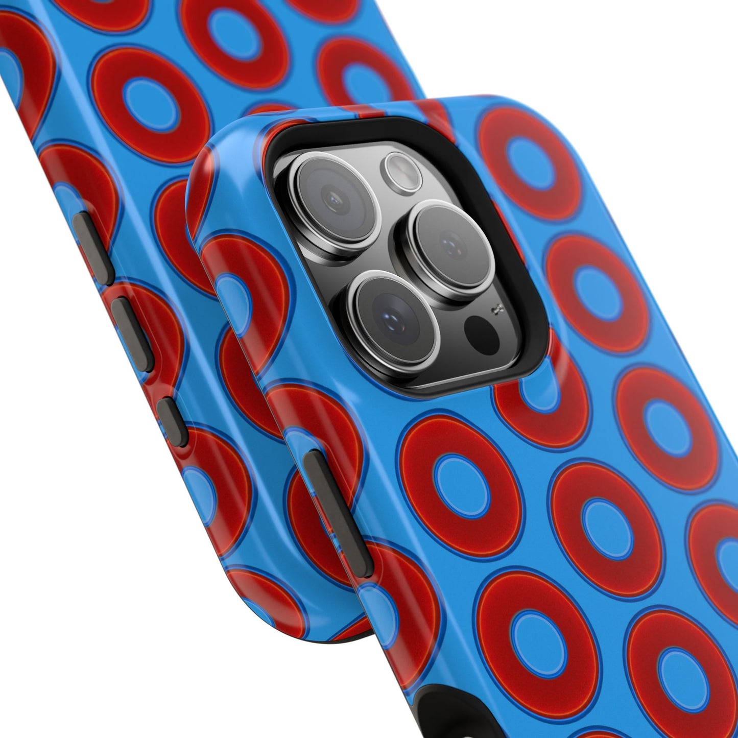 Magnetic Tough Donut Case - red vivid donut print w/sky royal blue background