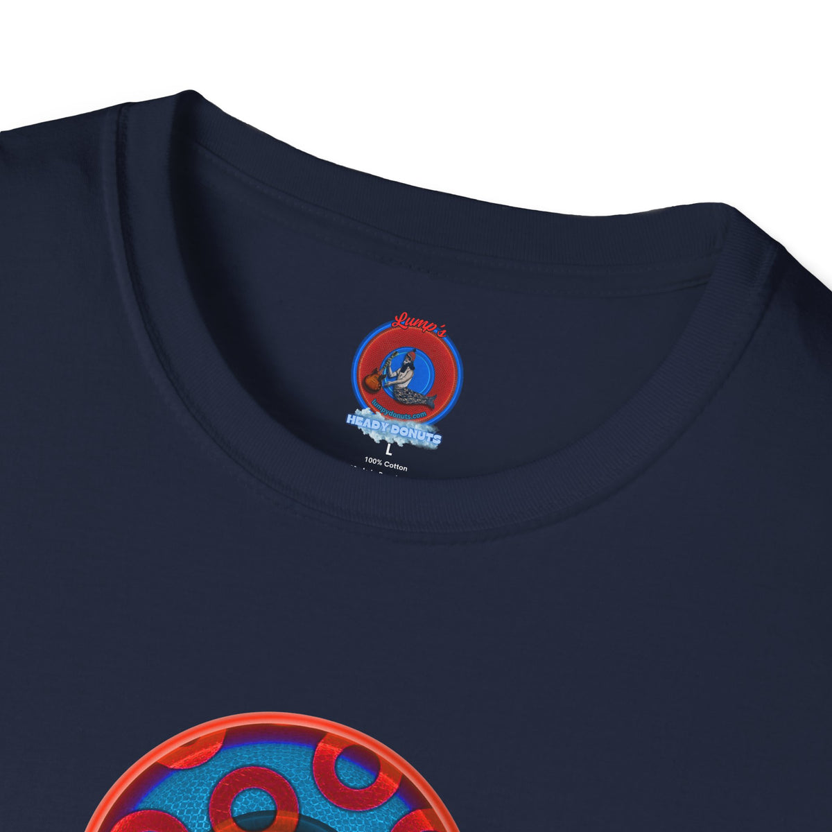 Classic Donut Tee - Unisex Soft-Style - "Wooked Cream - YEMSG Donut " - blue/red rustic paradox donut - variant 1
