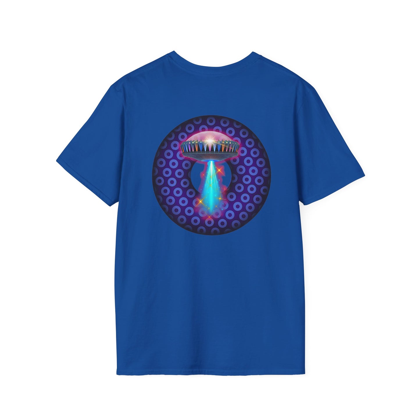 Classic Donut Tee - Unisex Soft-Style - "Donuts now Served on the Mothership" - series 1.0  - variant 5  - purple/violet paradoxical donut