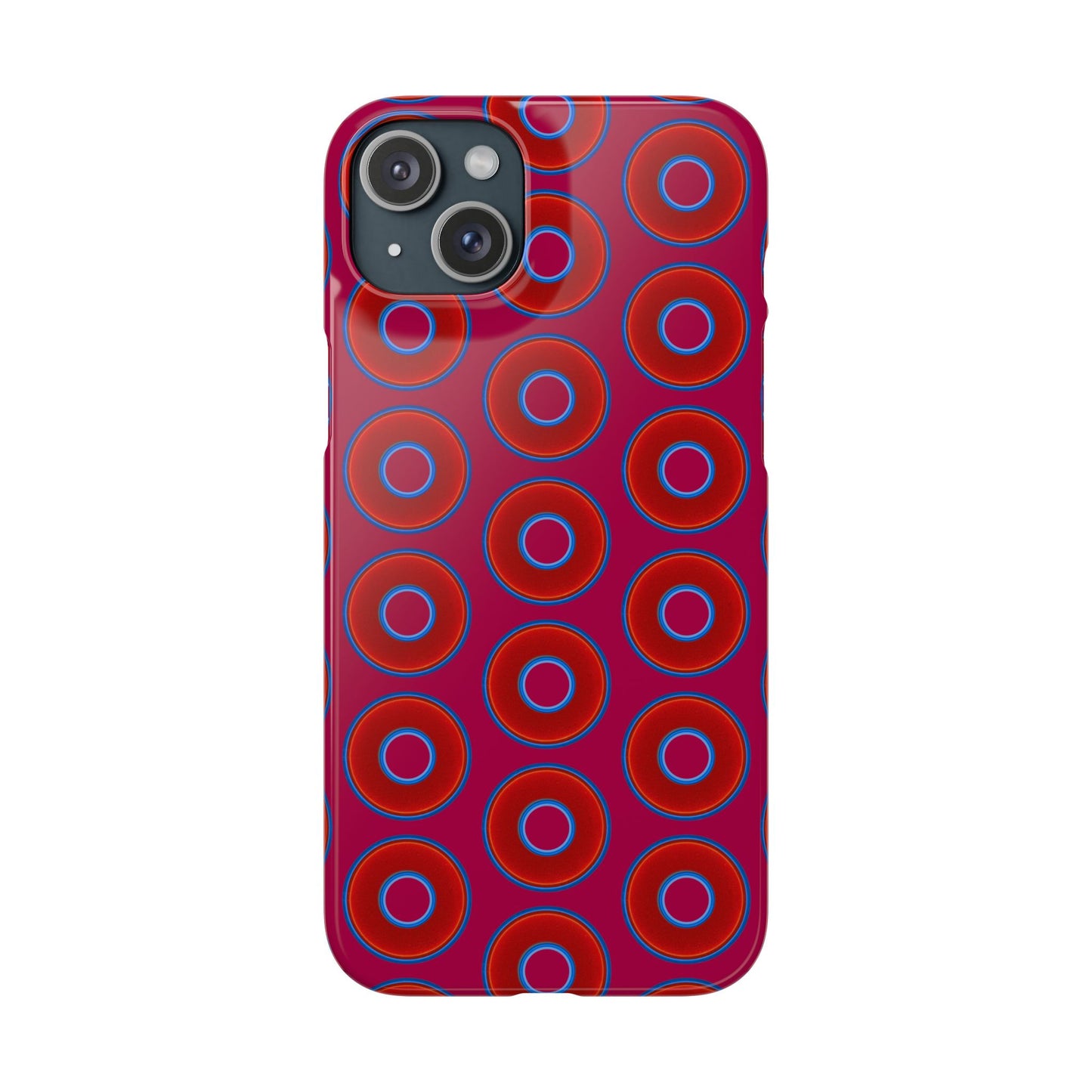 Lumpy Donut Snap Case - red vivid donut print w/dark magenta background