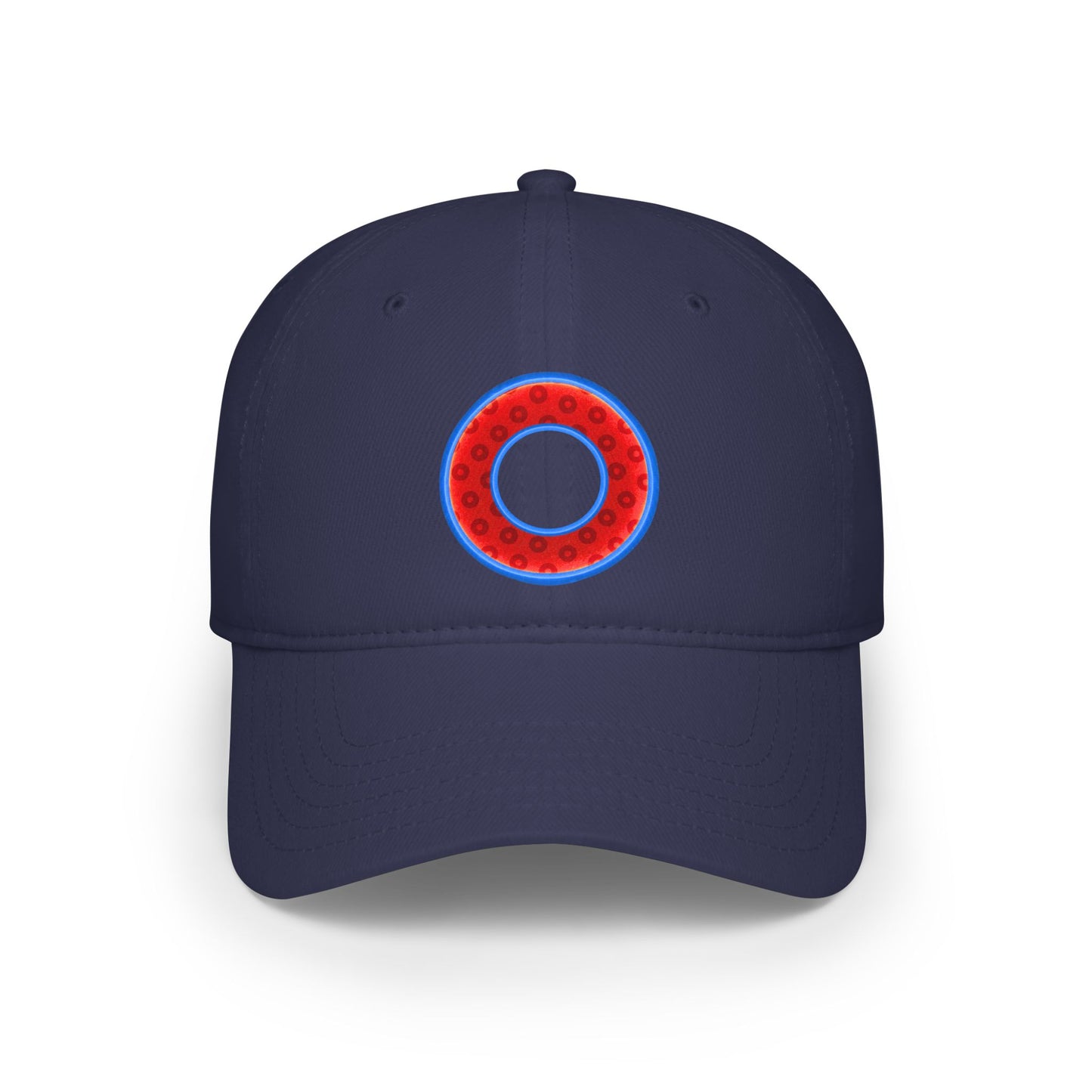 Lumpy Donut Baseball Cap - "Plain Paradoxical Wide Mouth Donut Cap" - paradoxical red/blue wide mouth donut w/ - variant 2