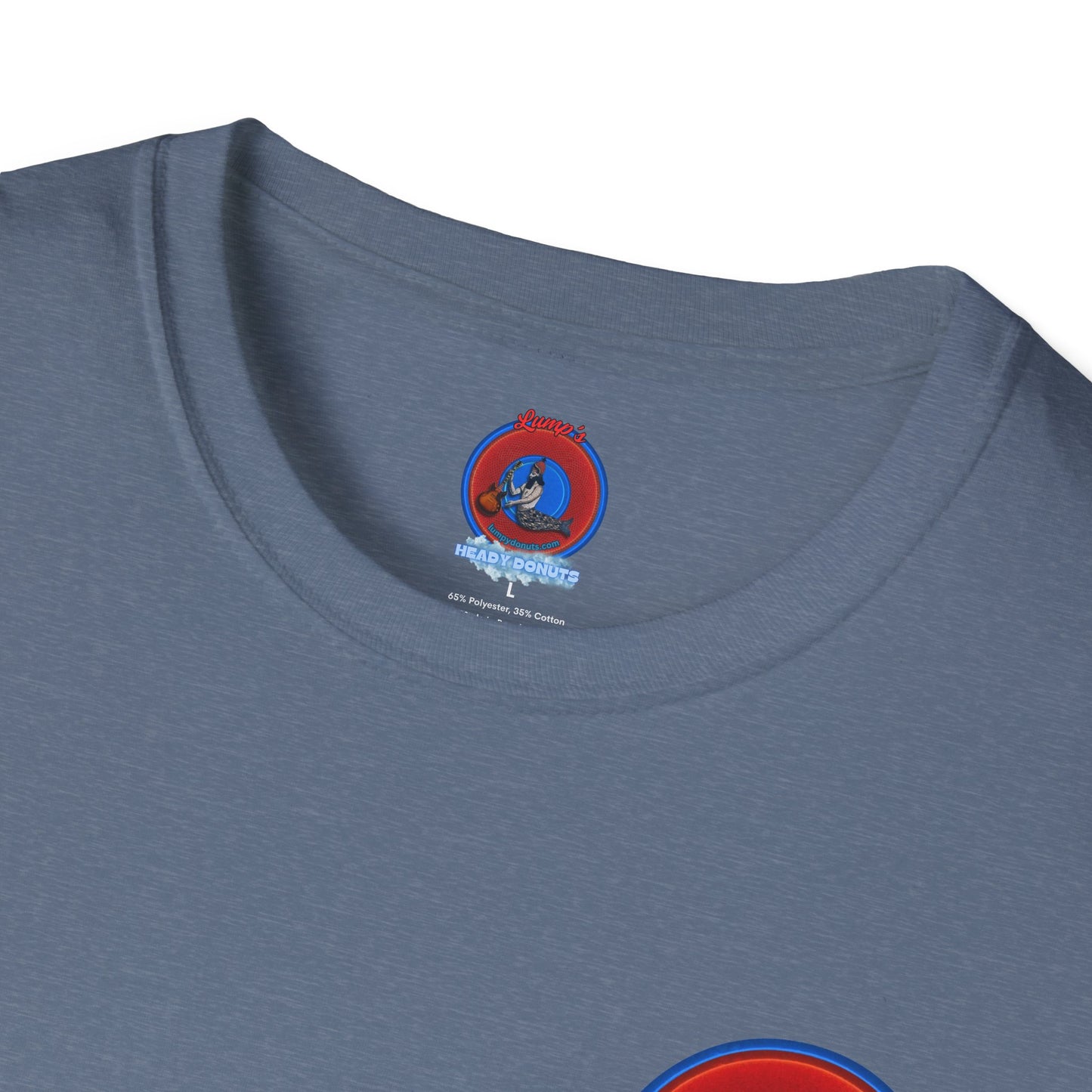 Classic Donut Tee - Unisex Soft-Style - "Phishmas Caroler's Tee " - vivid red/blue donut - variant 1