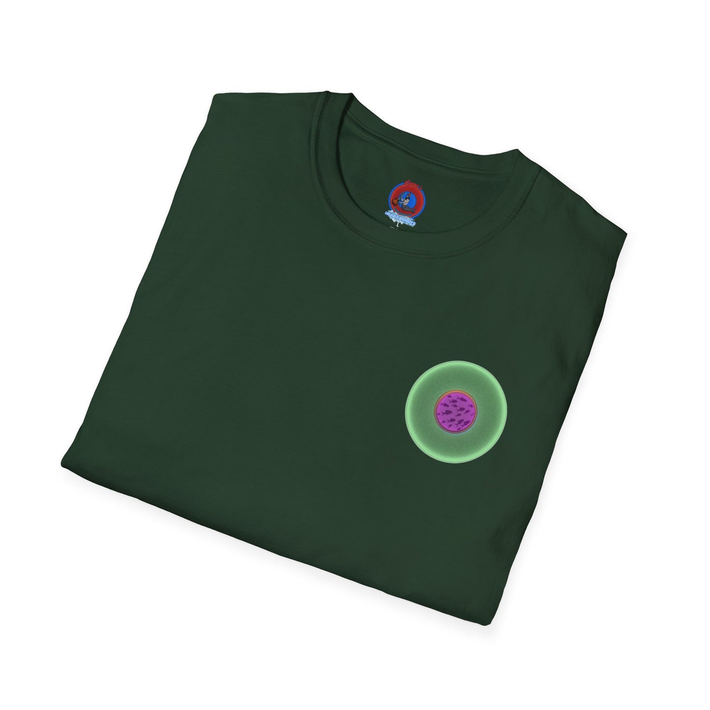 Classic Donut Tee - Unisex Soft-Style - "Swimming By" - variant 1 - series 1.0 - florescent green donut