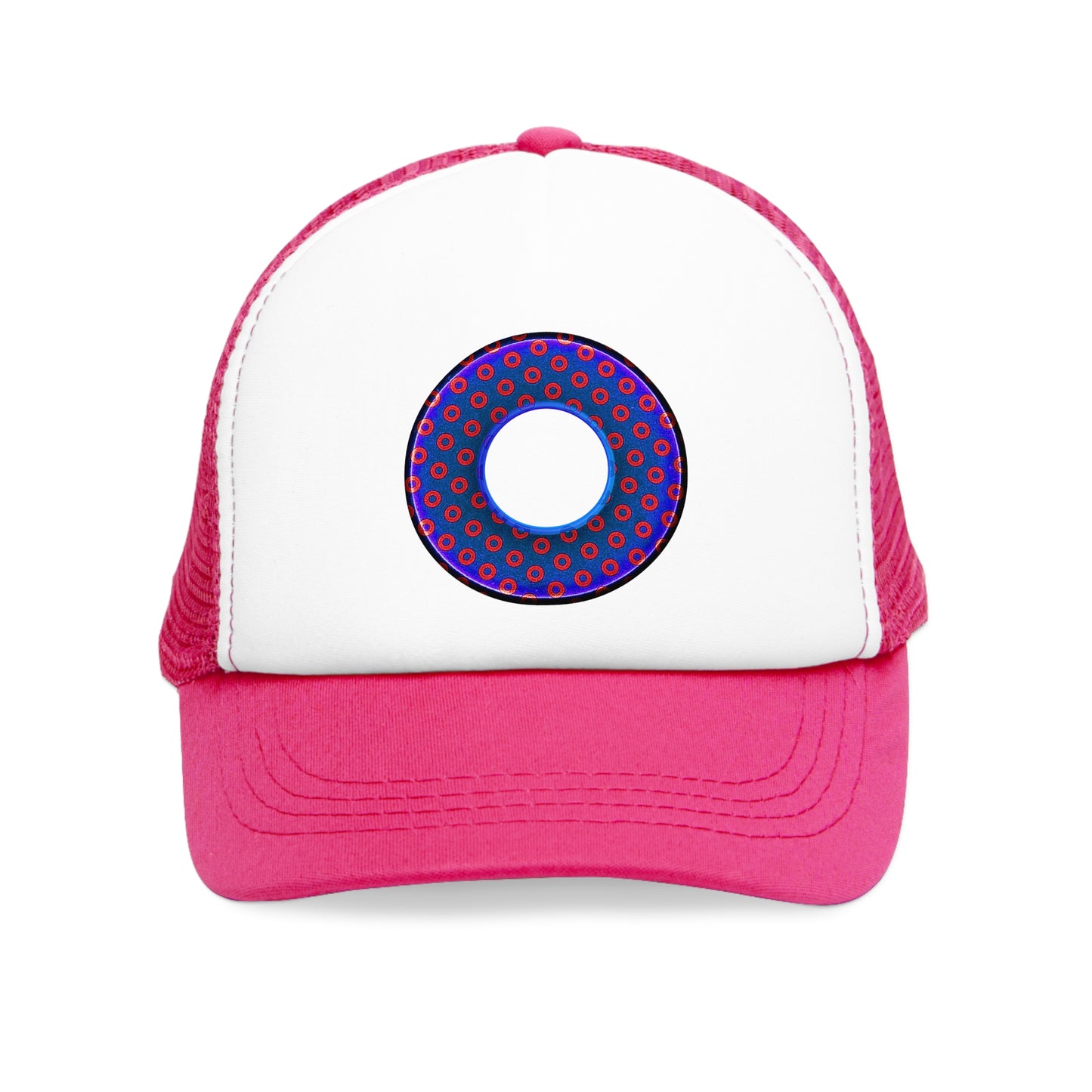 Lumpy Trucker Hat - "Paradoxical Donut - variant 4 - metallic donut print " blue & red