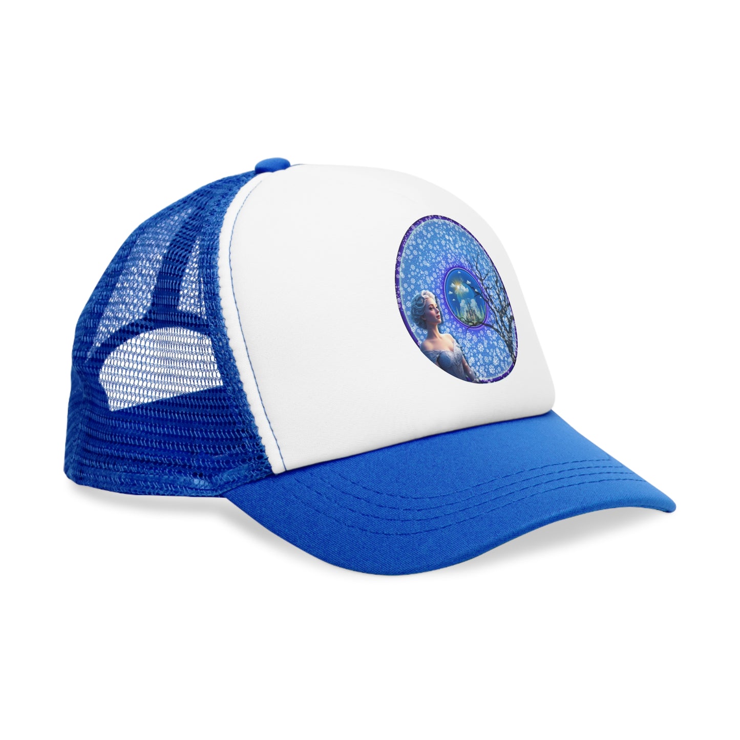 Lumpy Trucker Hat - "The Donut Locked in Glaciers, never heard" - blue donut