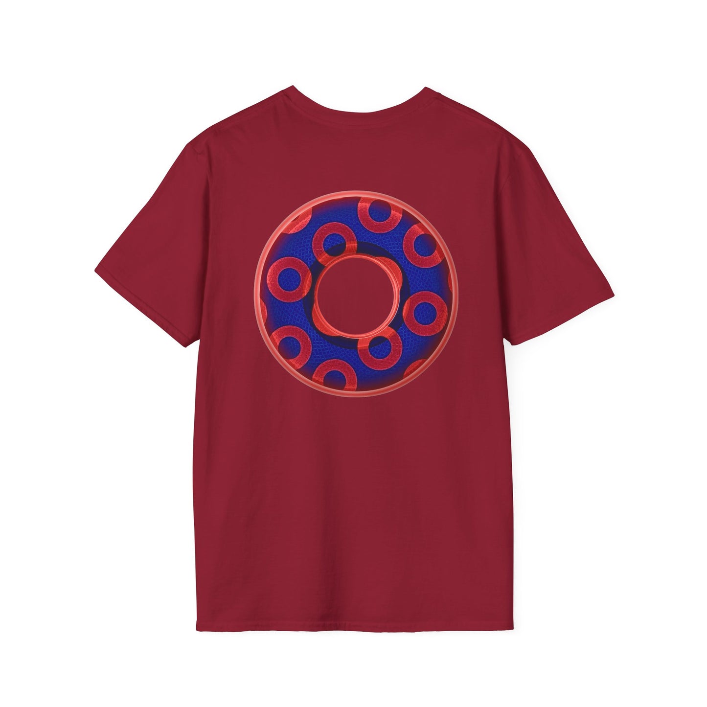 Plain Donuts/Unisex Soft-Style - "Plain Rustic Paradoxical Donuts" - red/ blue donuts