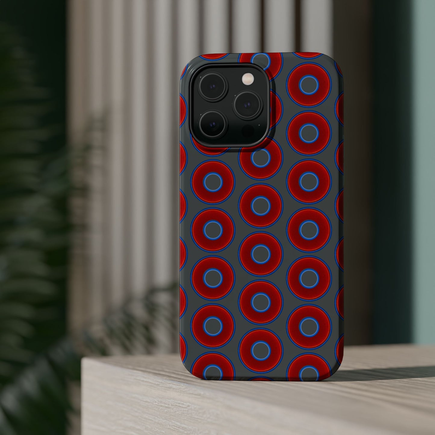 Magnetic Tough Donut Case - red vivid donut print w/dark gray background