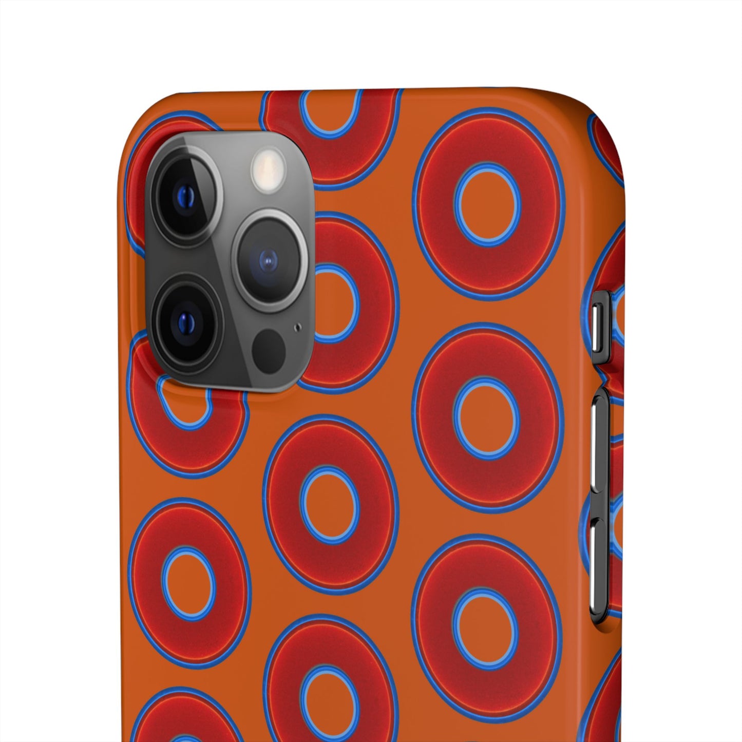 Lumpy Donut Snap Case - red vivid donut print w/dark orange background