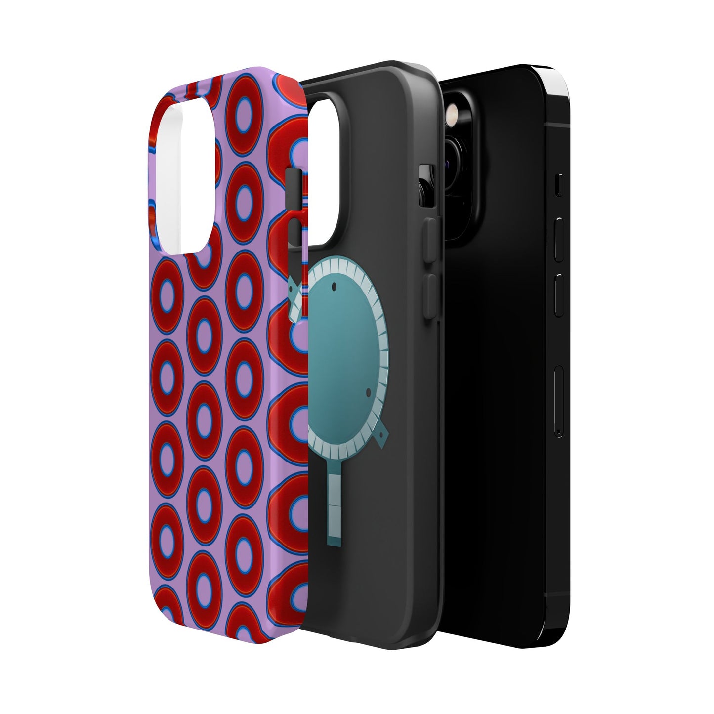 Magnetic Tough Donut Case - red vivid donut print w/wisteria purple background
