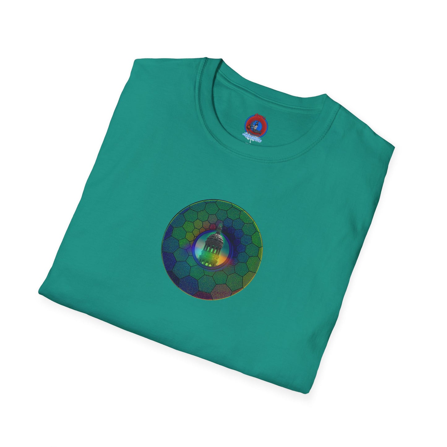 Classic Donut Tee - Unisex Soft-Style - "Save the Mondegreen City Hall Clock Tower" - hexadonut - series 1.0 -variant 1 - green donut