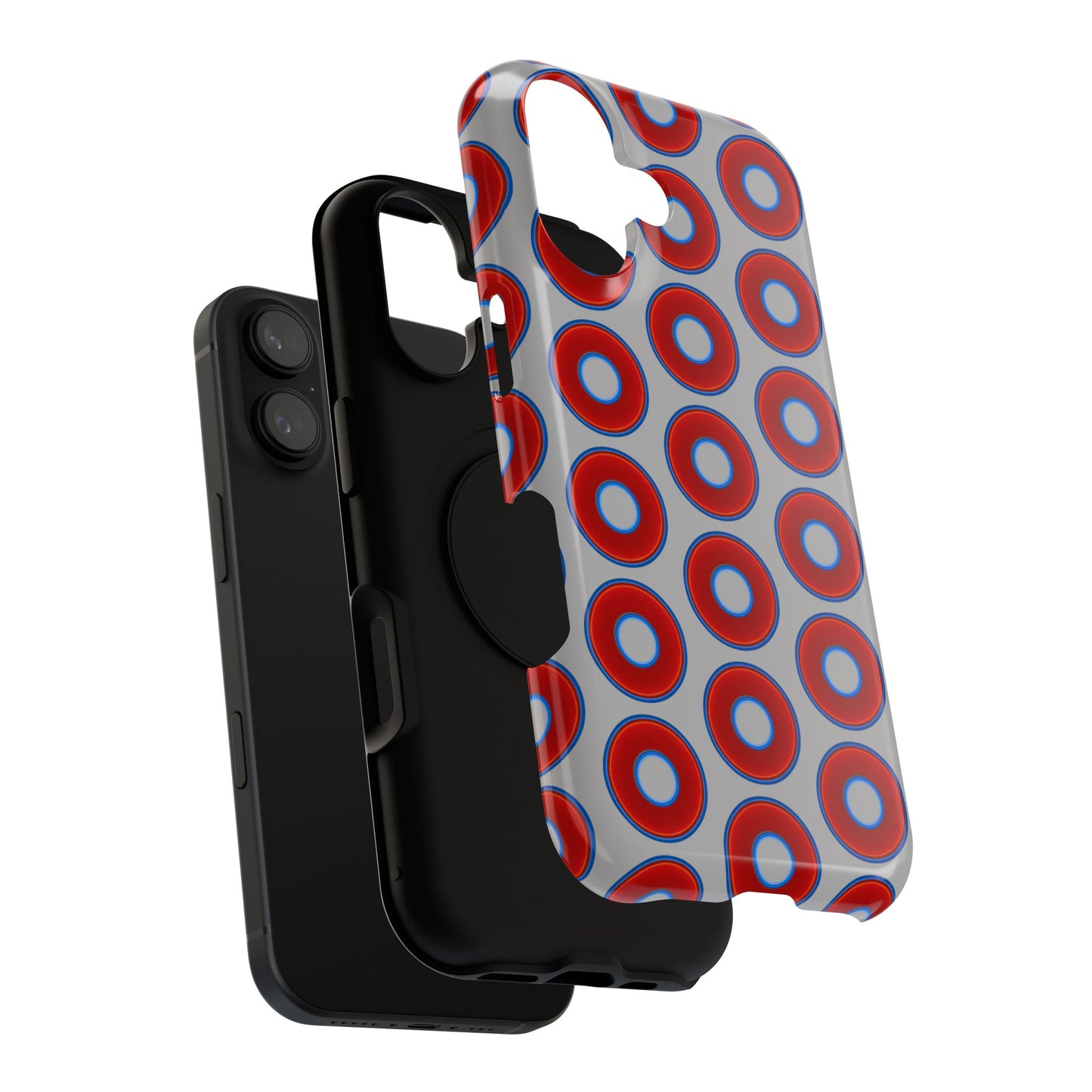 Impact-Resistant Lumpy Donut Case - red vivid donut print w/light gray background