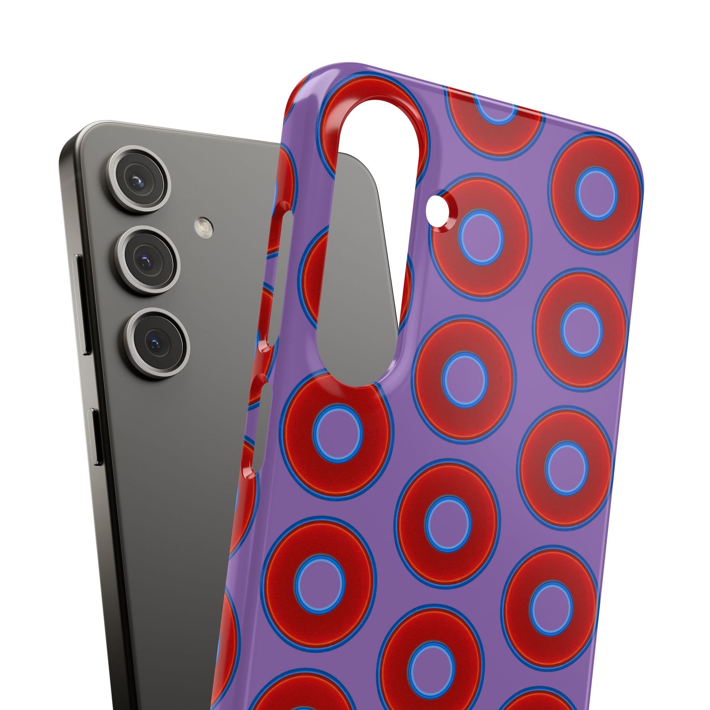 Lumpy Donut Snap Case - red vivid donut print w/light purple background
