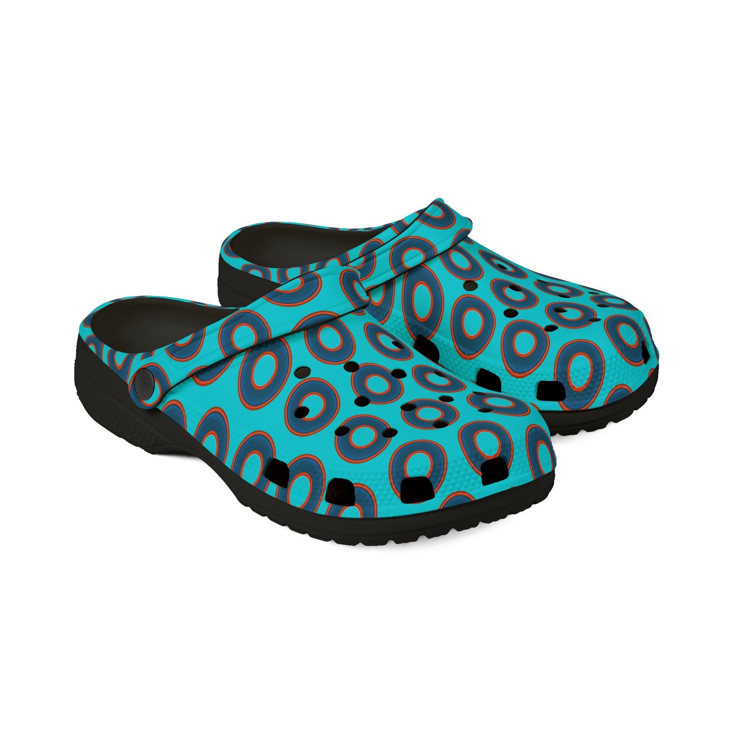 Spatchcocks - donut slip-on shoes - blue rustic donuts w/electric blue background [unisex]