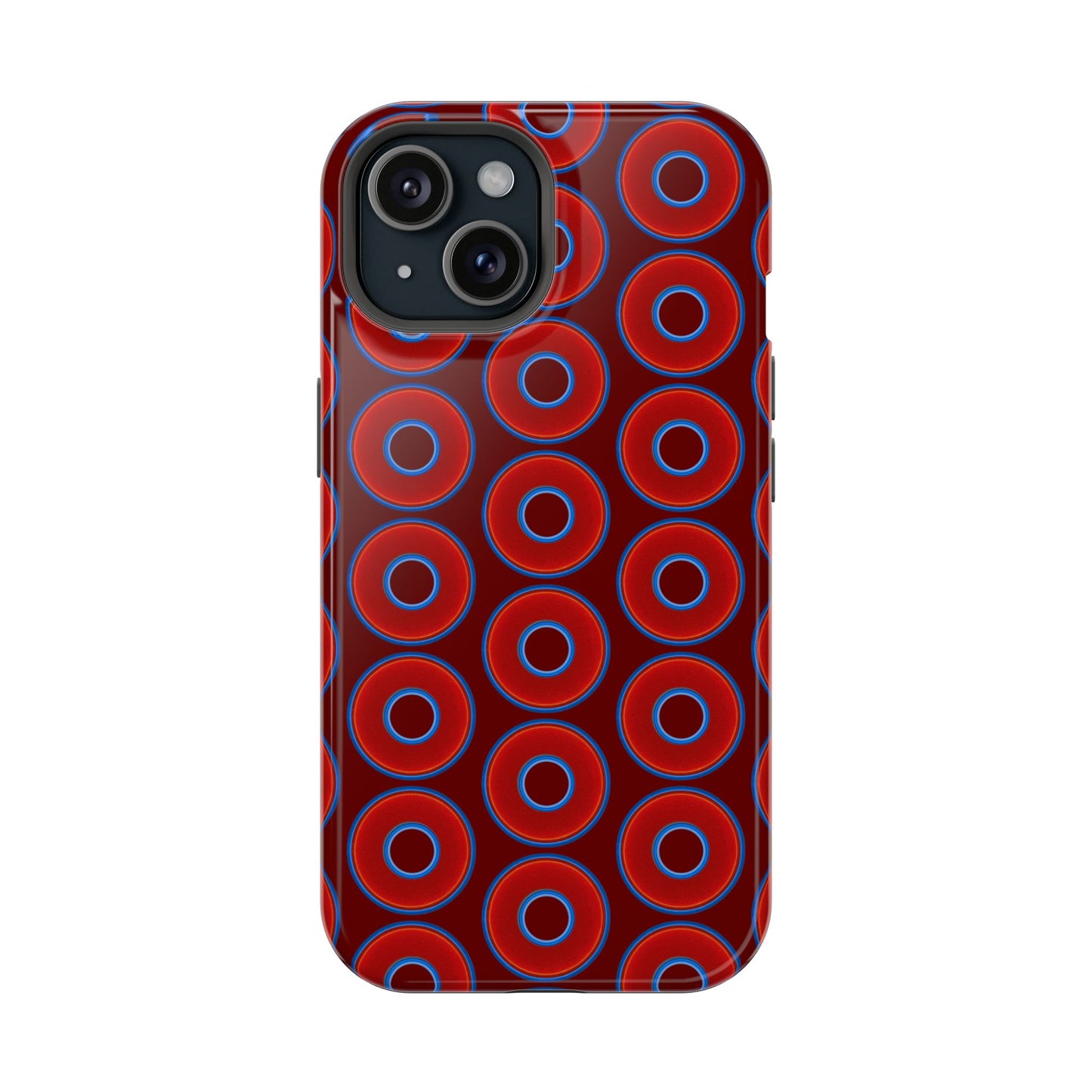 Magnetic Tough Donut Case - red vivid donut print w/dark red background