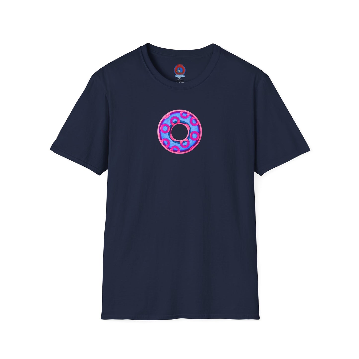 Plain Donuts/Unisex Soft-Style - "Plain Rustic Paradoxical Donuts" - light blue/magenta donuts