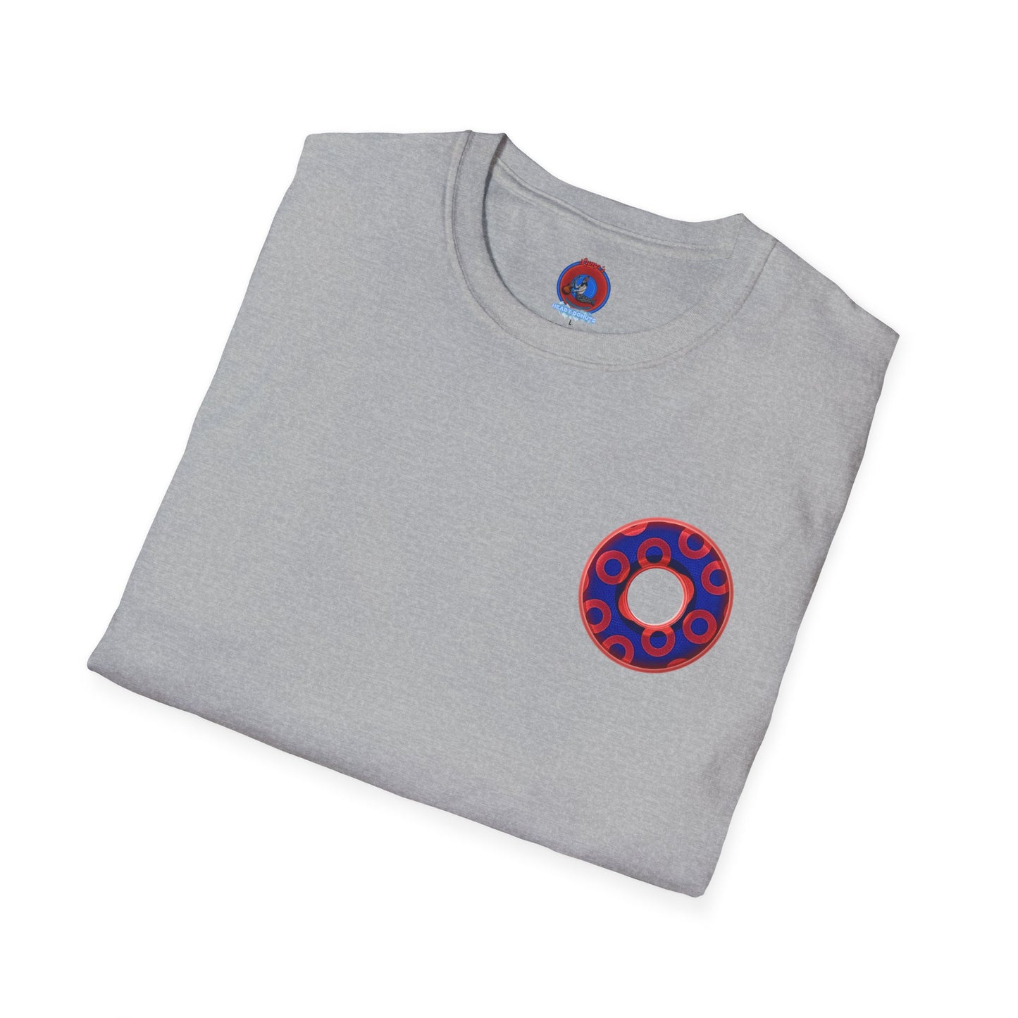 Classic Donut Tee - Unisex Soft-Style - "Kaleidoscope Abyss of Donut" - paradoxical print - variant 2 - series 1.0 - donut vortex - red/blue
