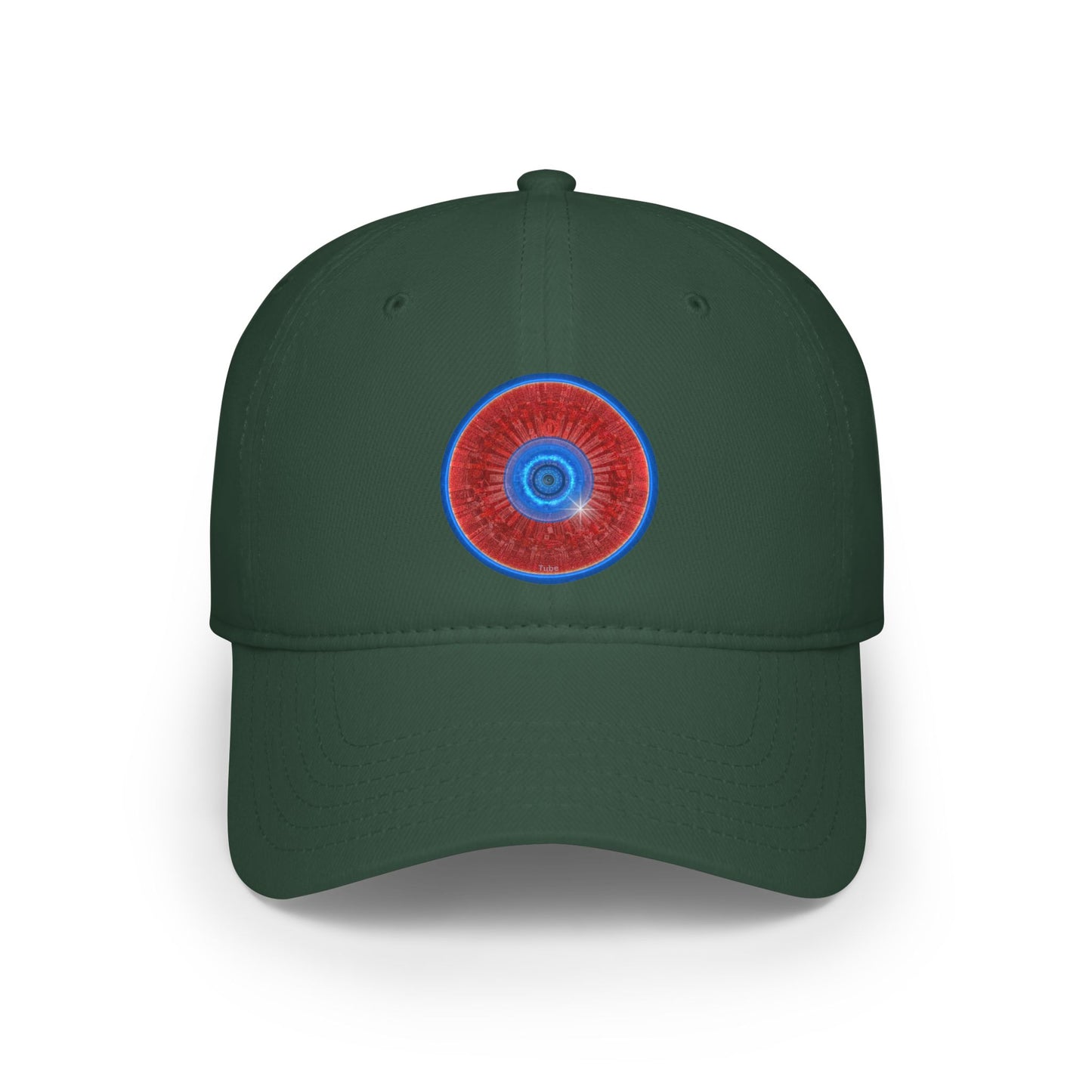 Lumpy Donut Baseball Cap - "Graphic Translation Donut Cap" - vivid red tube donut w/ - variant 2
