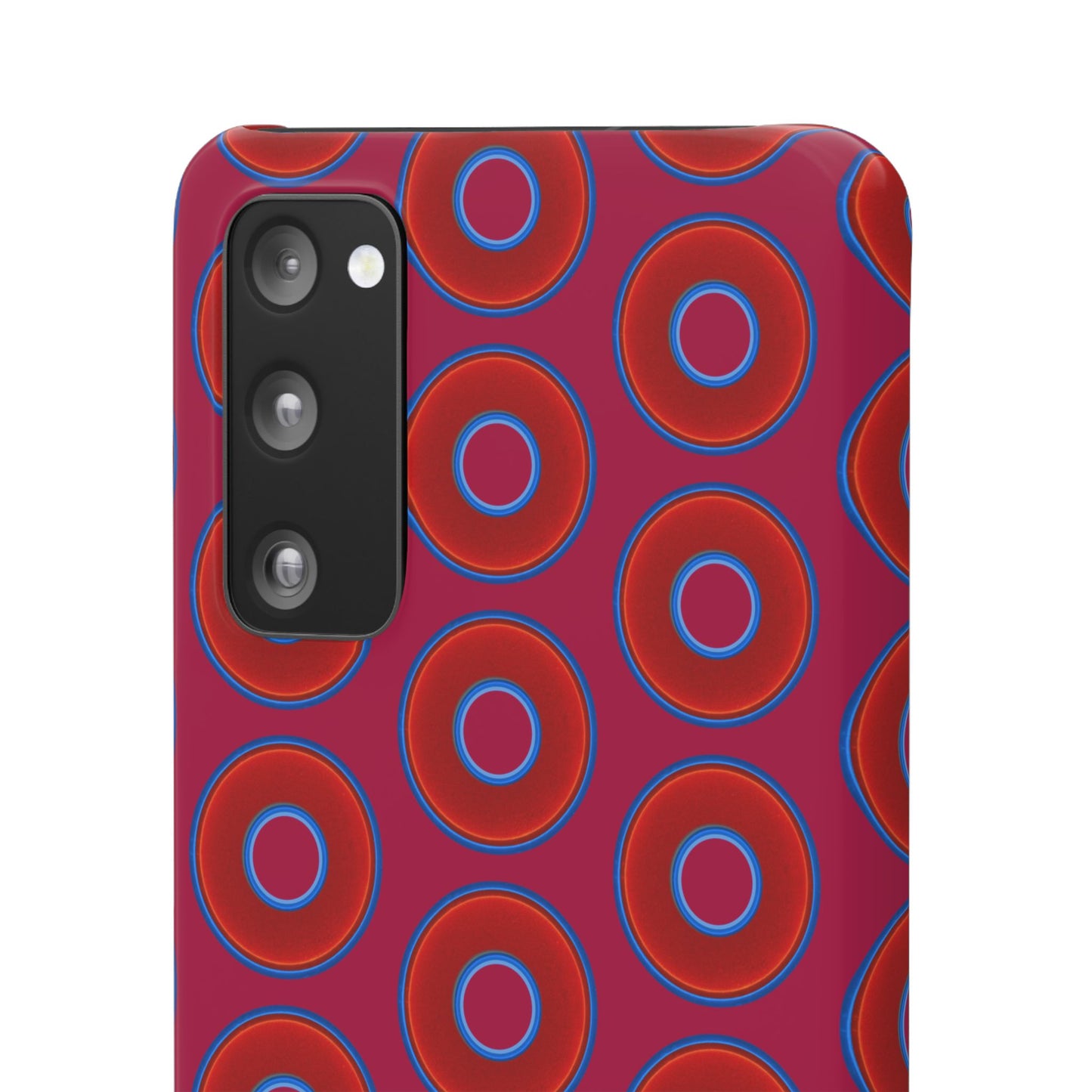 Lumpy Donut Snap Case - red vivid donut print w/dark magenta background