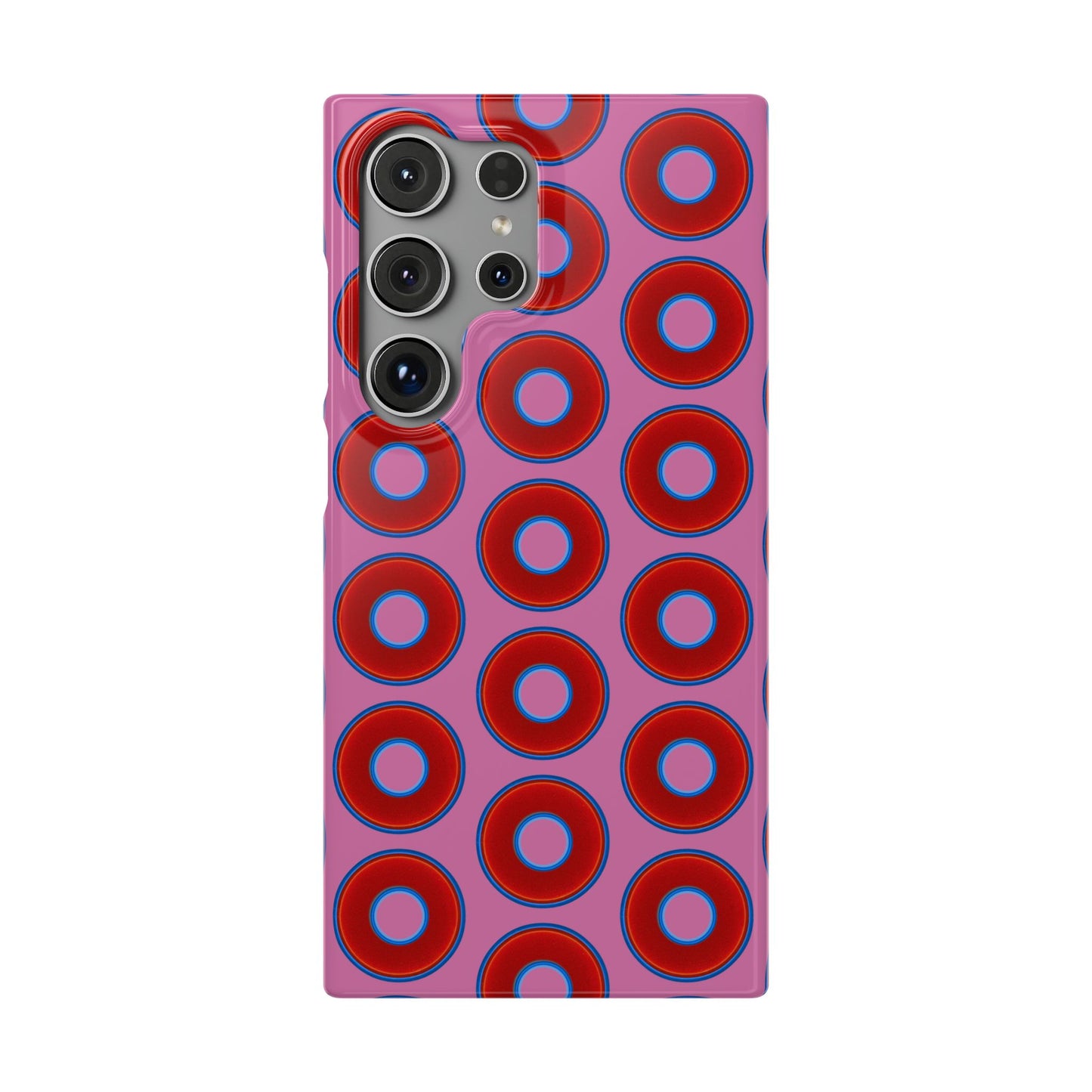 Lumpy Donut Snap Case - red vivid donut print w/light pink background