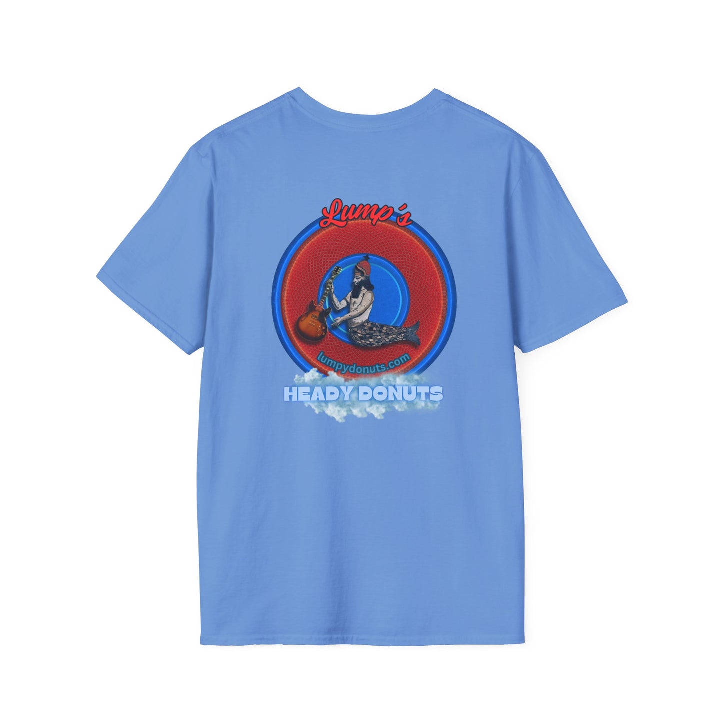 Classic Donut Tee - Unisex Soft-Style - "Lump's Heady Donuts Logo" - series 1.0  - red/blue rustic donut