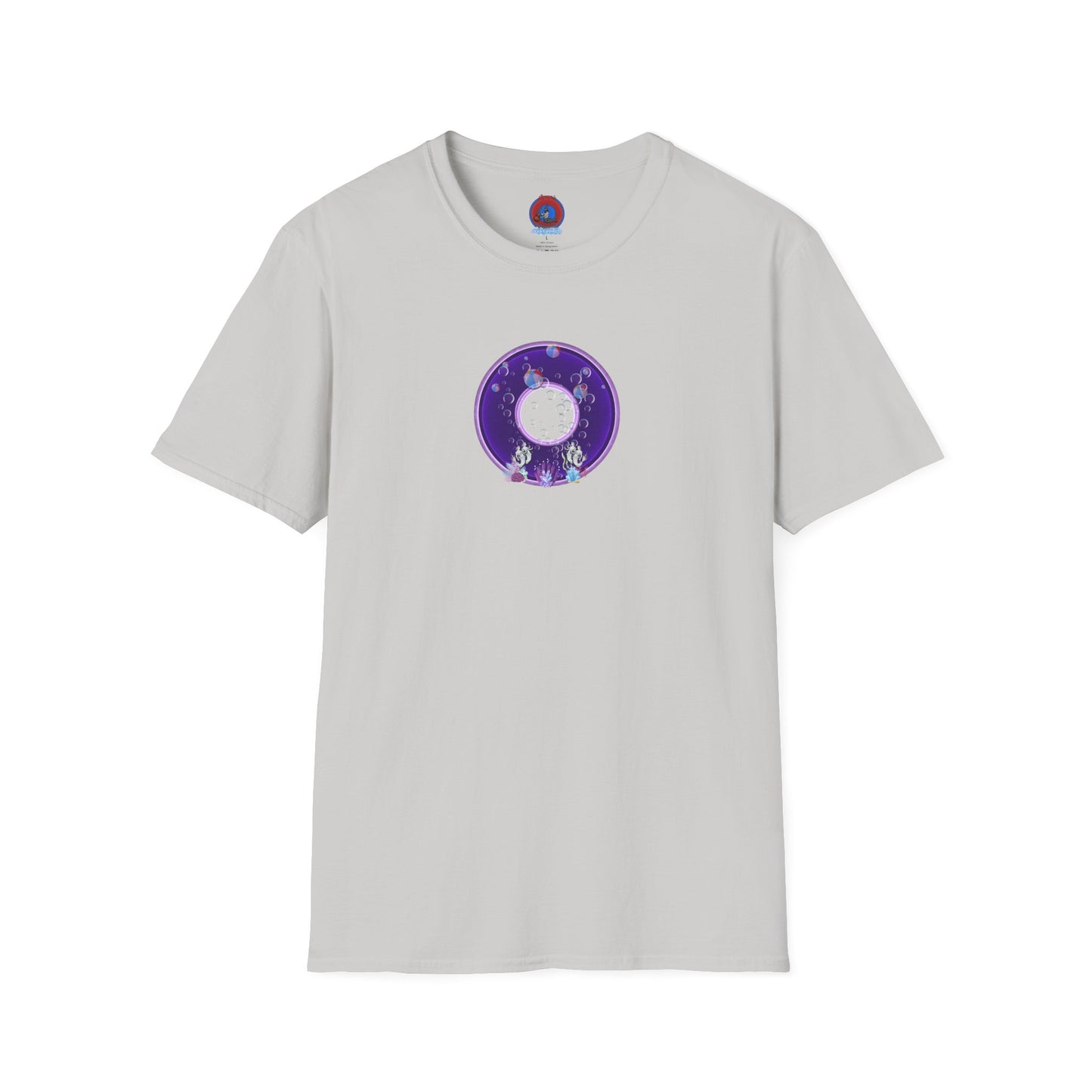 Classic Donut Tee - Unisex Soft-Style - "Sure That Sirens Made This Donut For Me" - vivid dark purple/light purple donut