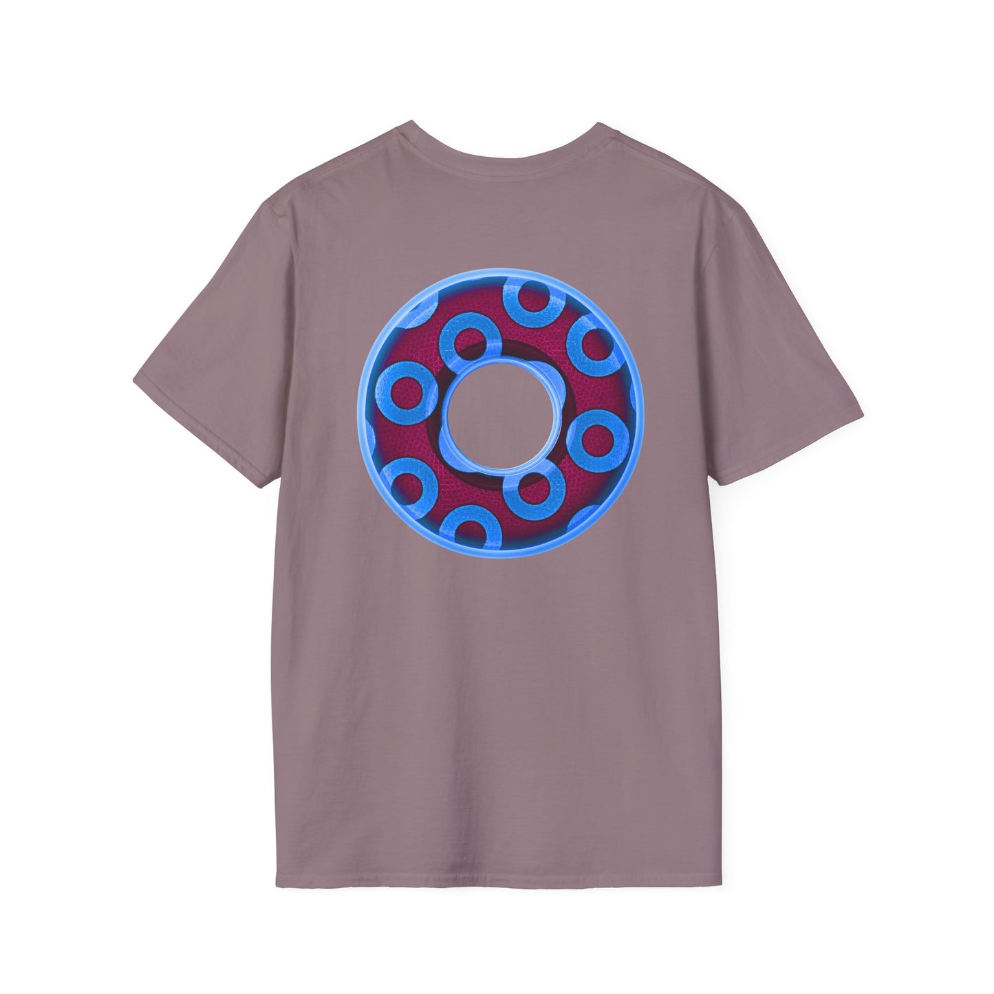 Plain Donuts/Unisex Soft-Style - "Plain Rustic Paradoxical Donuts" - light blue/burgundy donuts